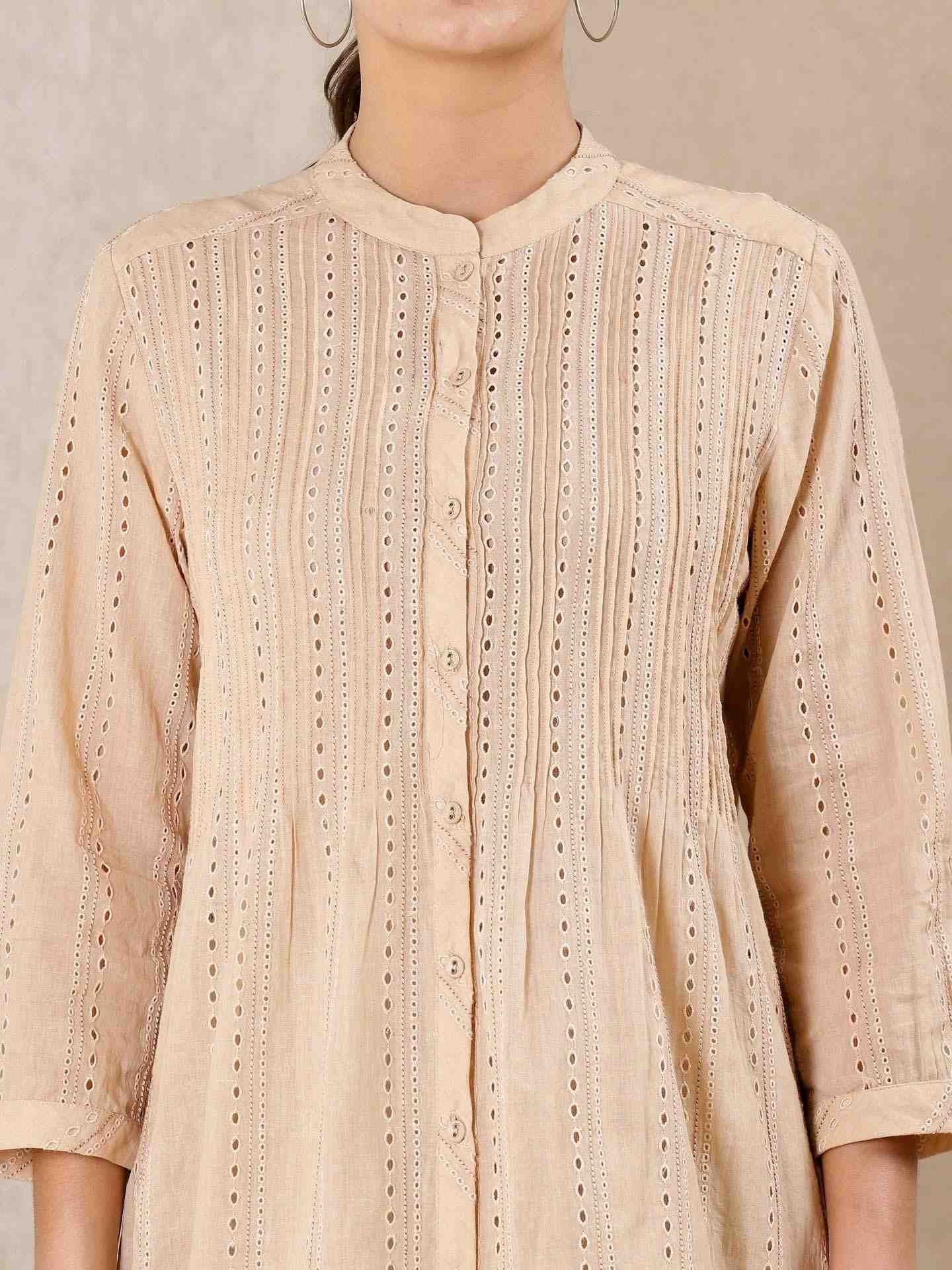 Beige Modern Minimalist Cotton Suit Set