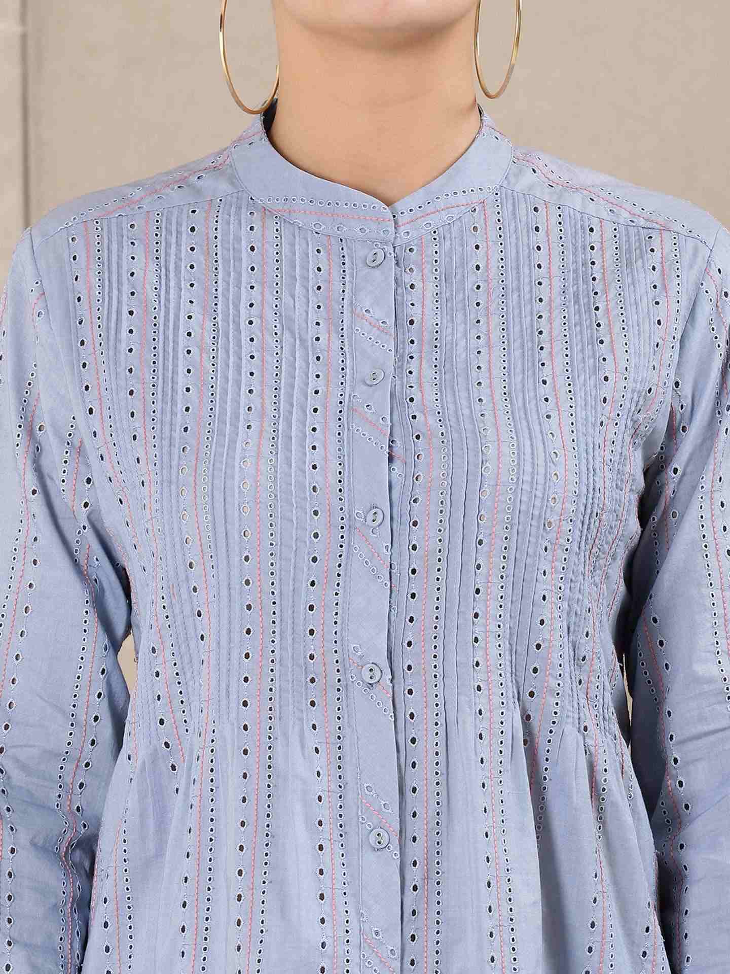 Blue Modern Minimalist Cotton Suit Set