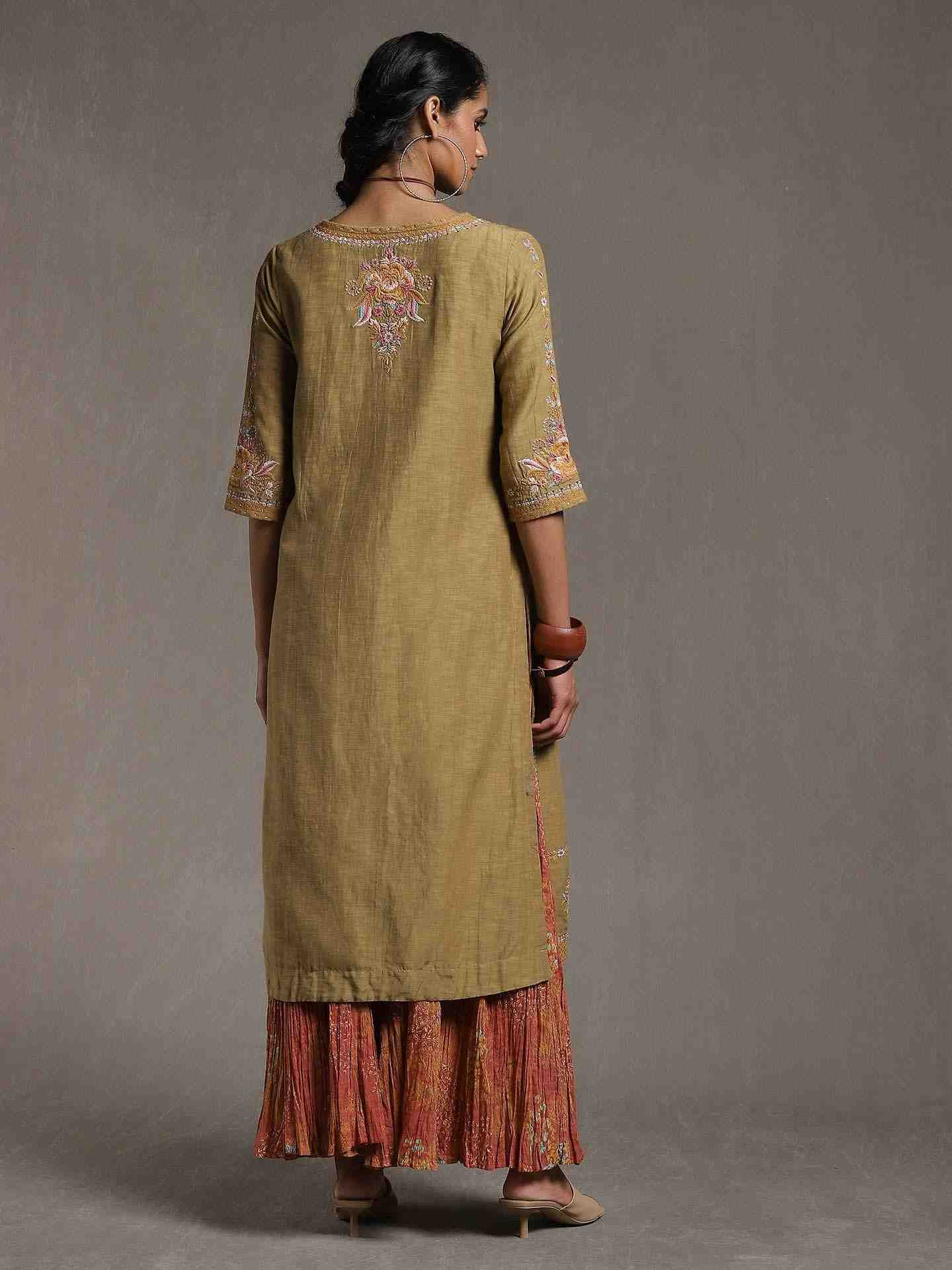 Green Forest Solid Sharara Set