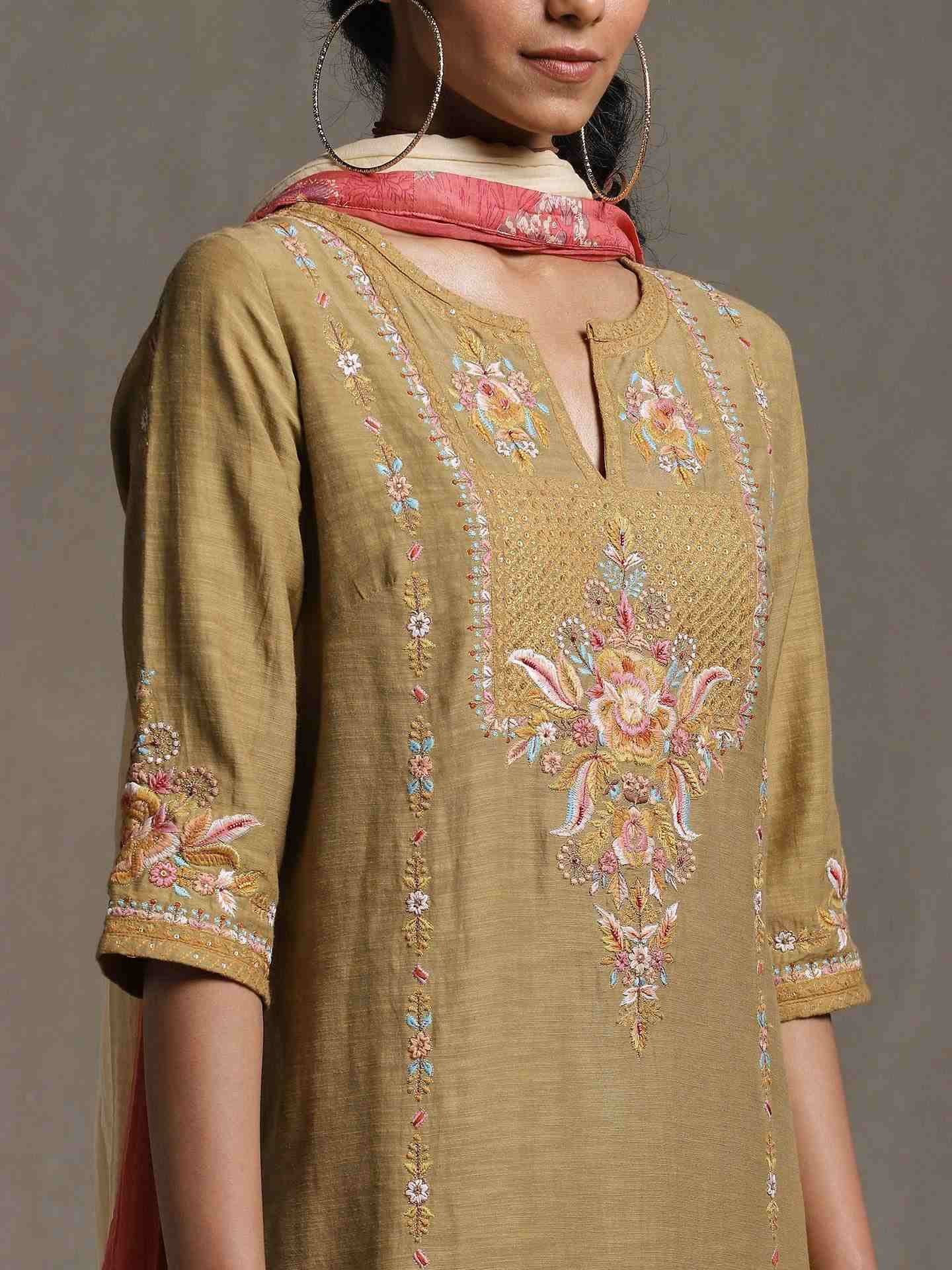 Green Forest Solid Sharara Set