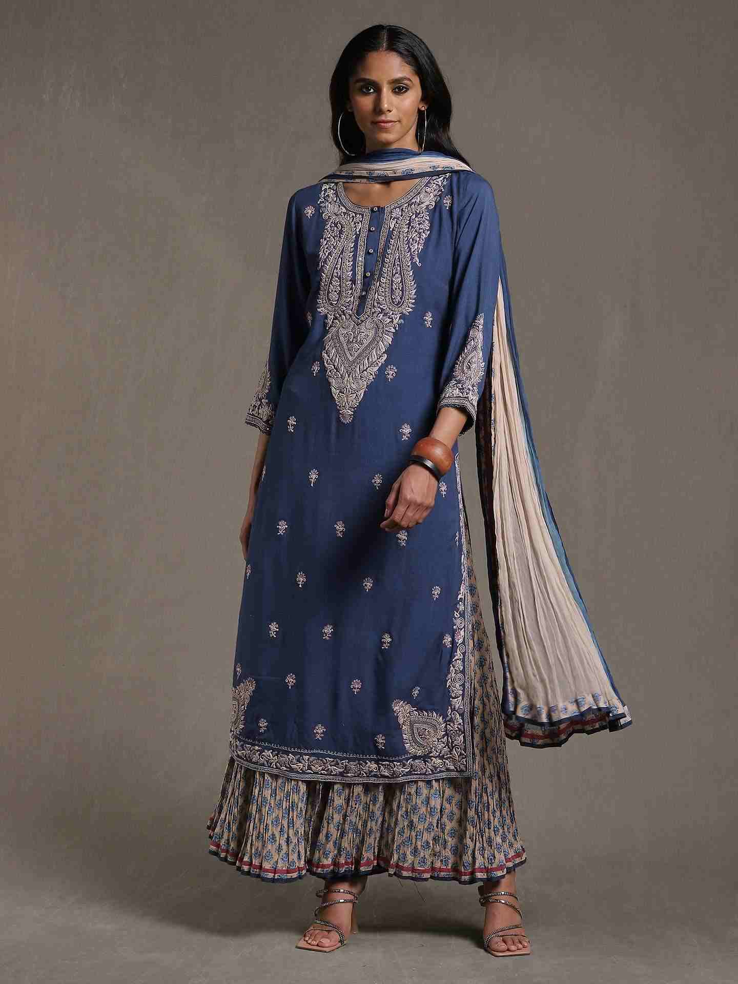Blue Dori Paisley Sharara Set