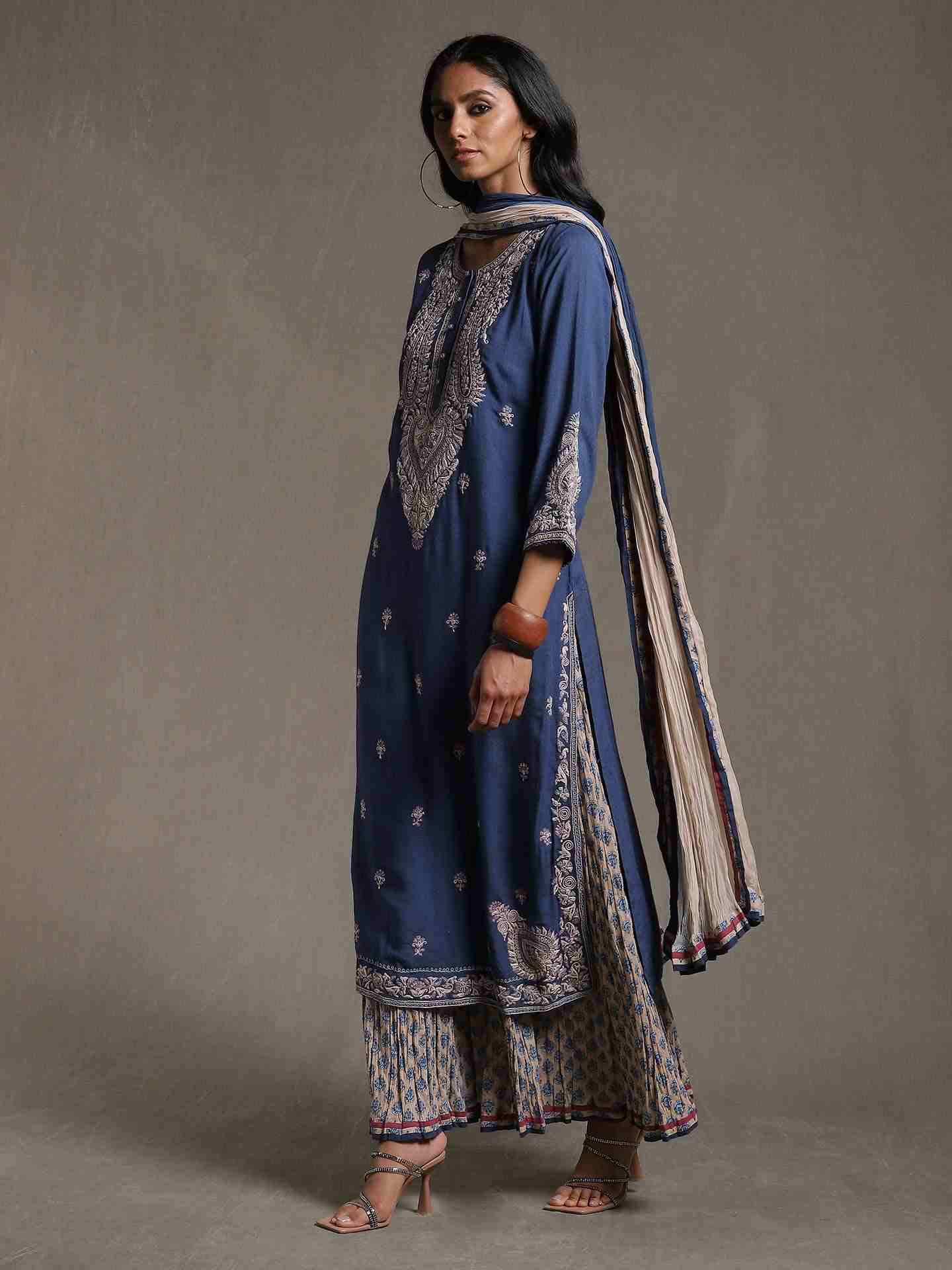 Blue Dori Paisley Sharara Set