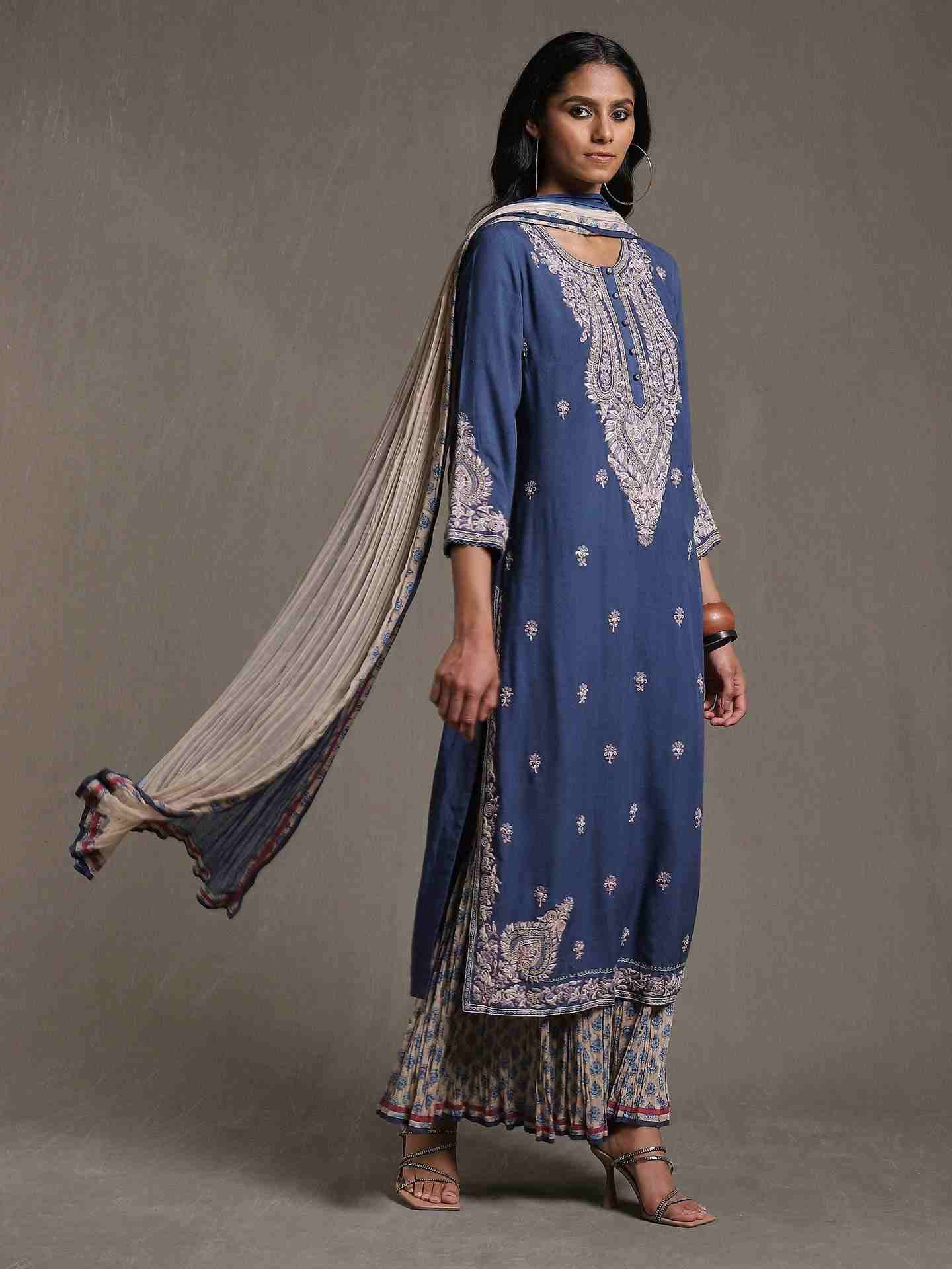 Blue Dori Paisley Sharara Set