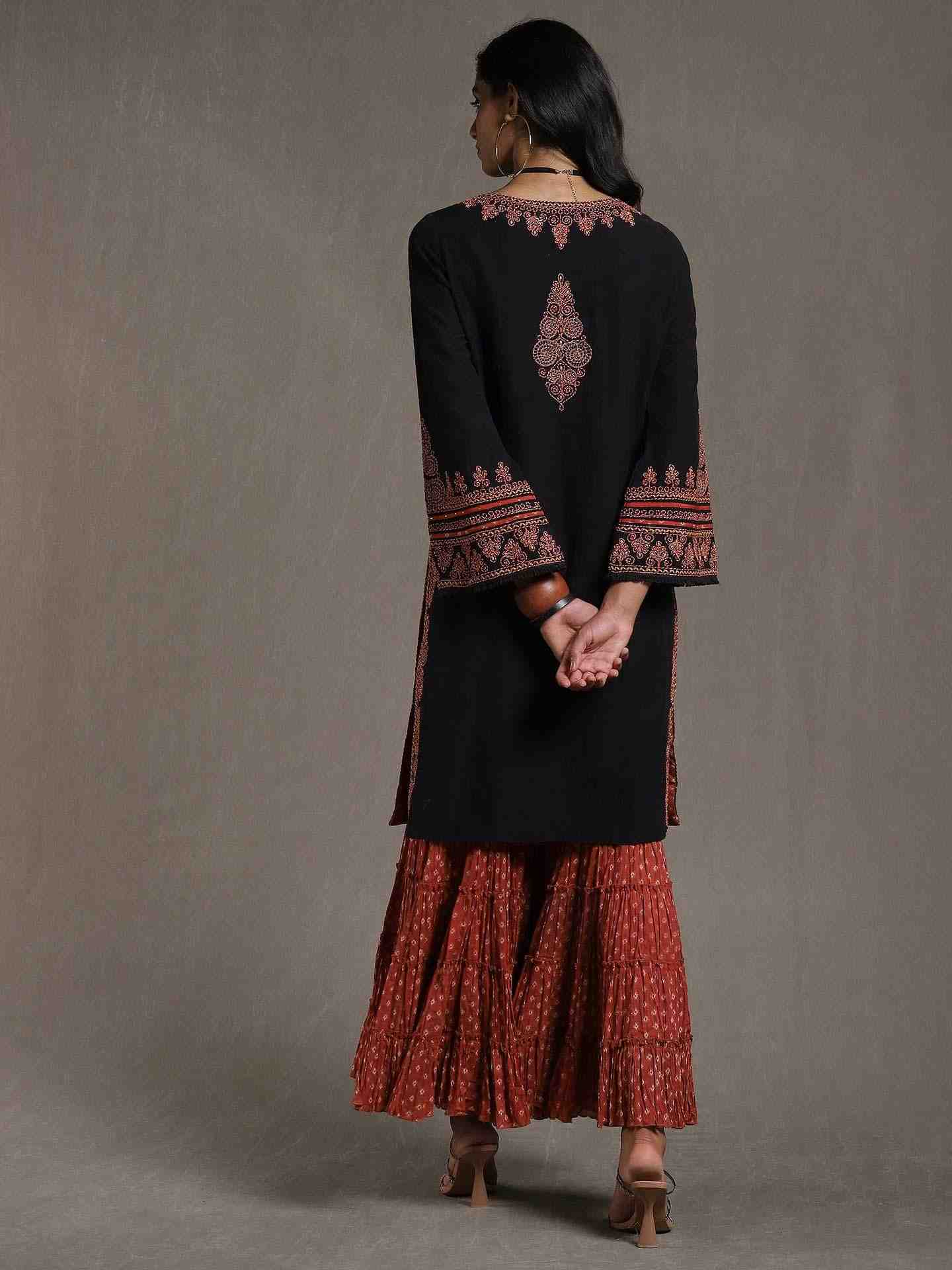 Black Romani Sharara Set