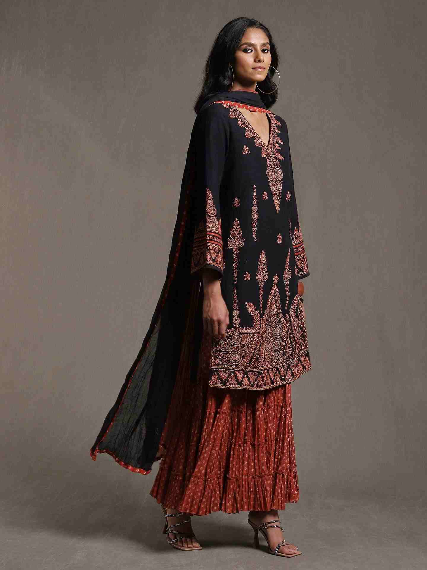 Black Romani Sharara Set