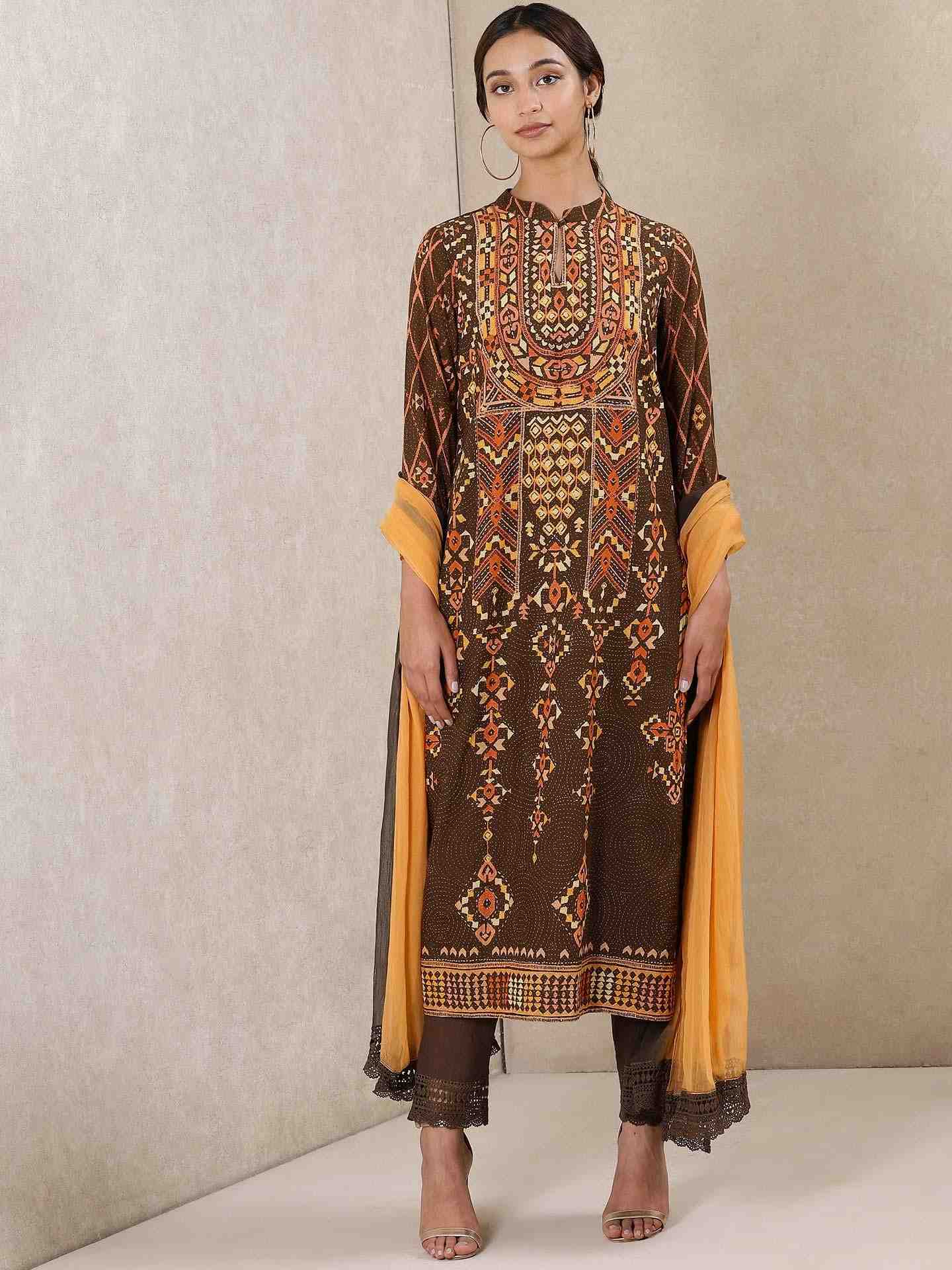 Chocolate Brown Alvira Layout Suit Set