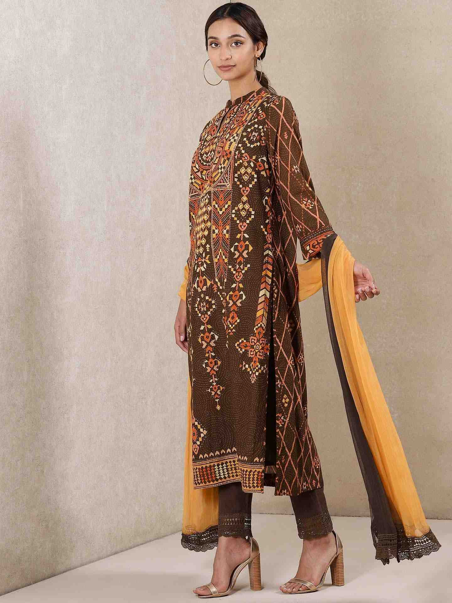 Chocolate Brown Alvira Layout Suit Set