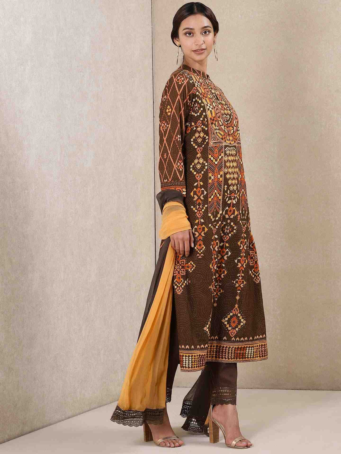 Chocolate Brown Alvira Layout Suit Set