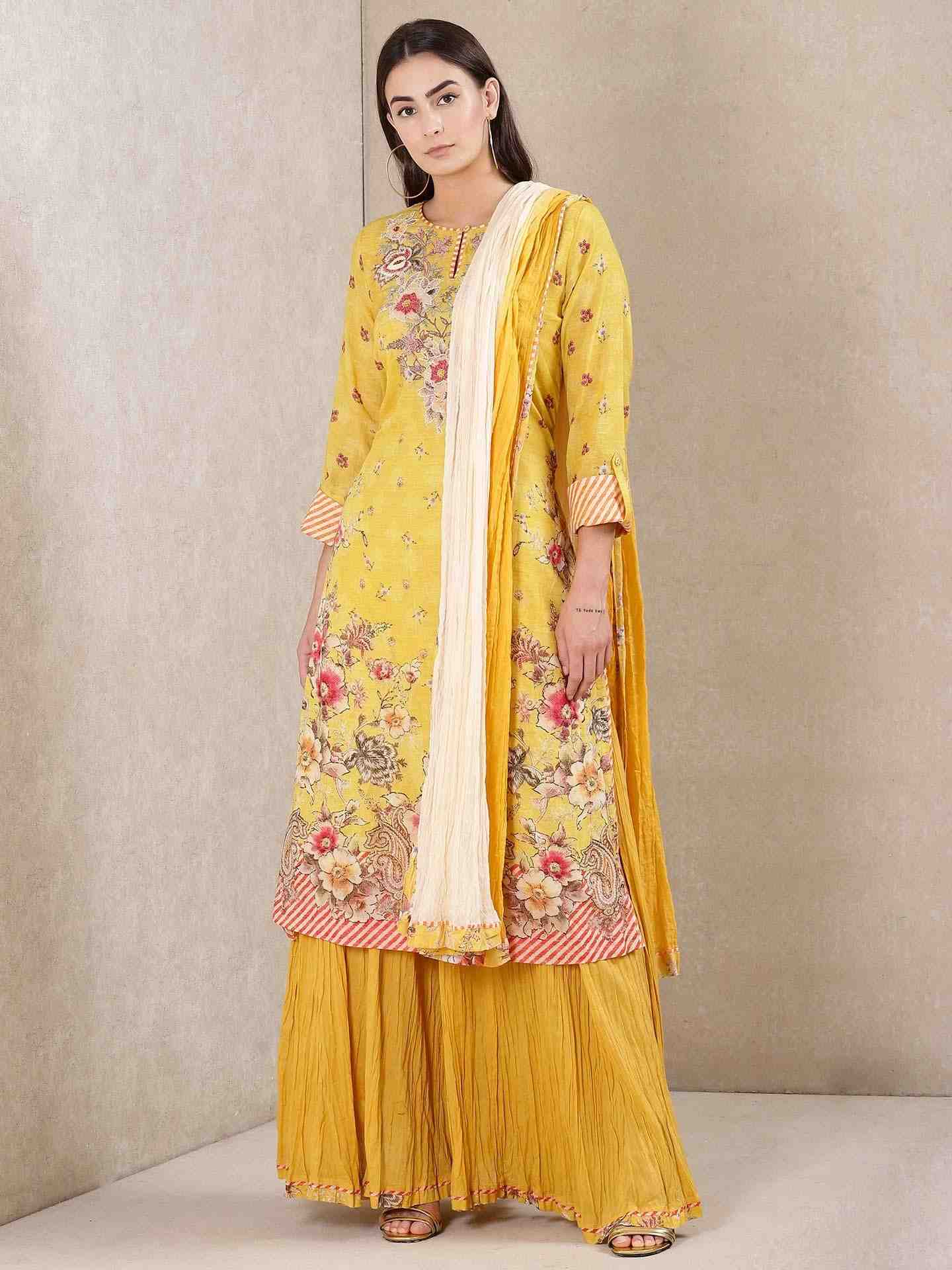 Yellow Vintage Bright Sharara Set