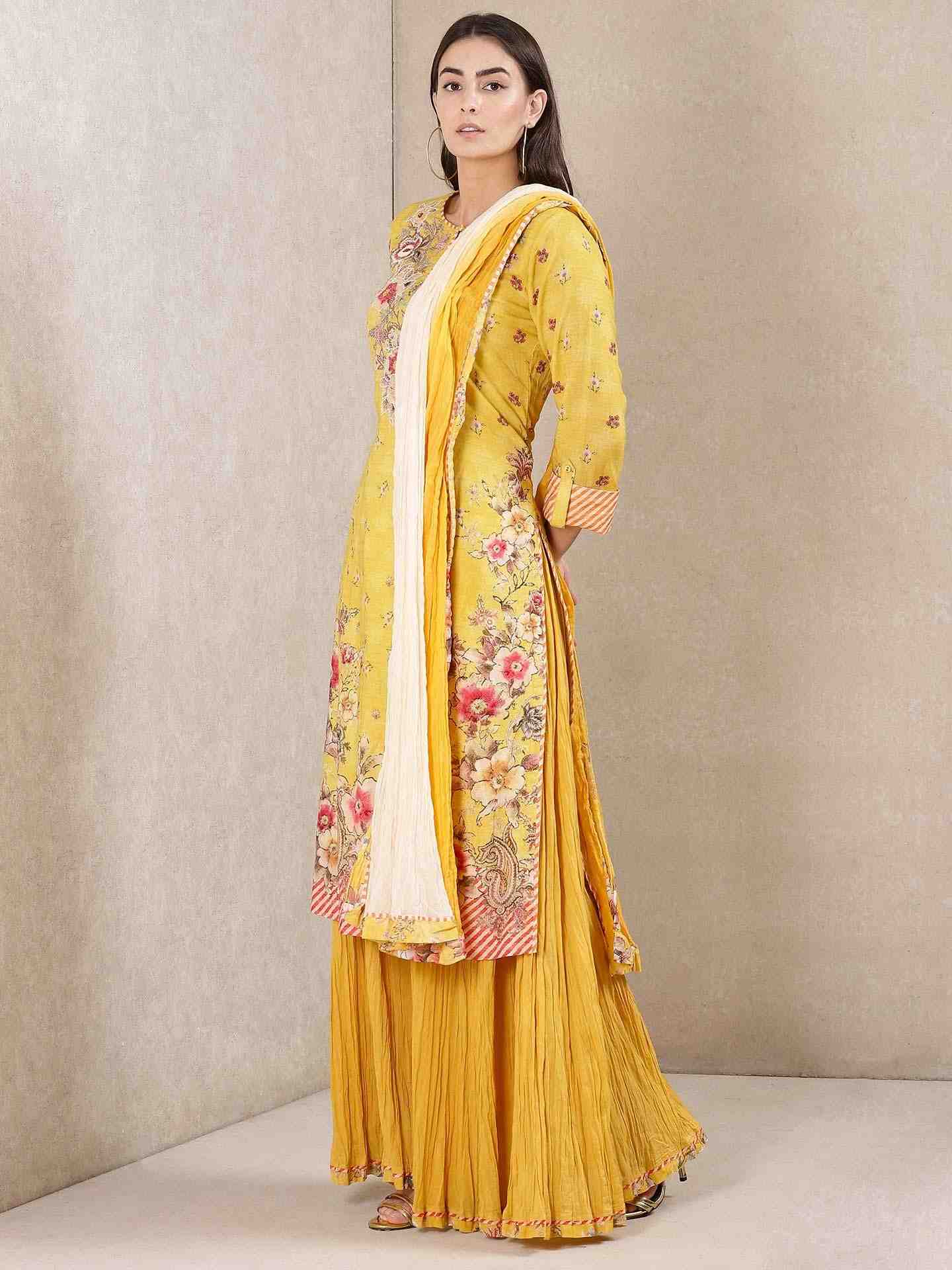 Yellow Vintage Bright Sharara Set