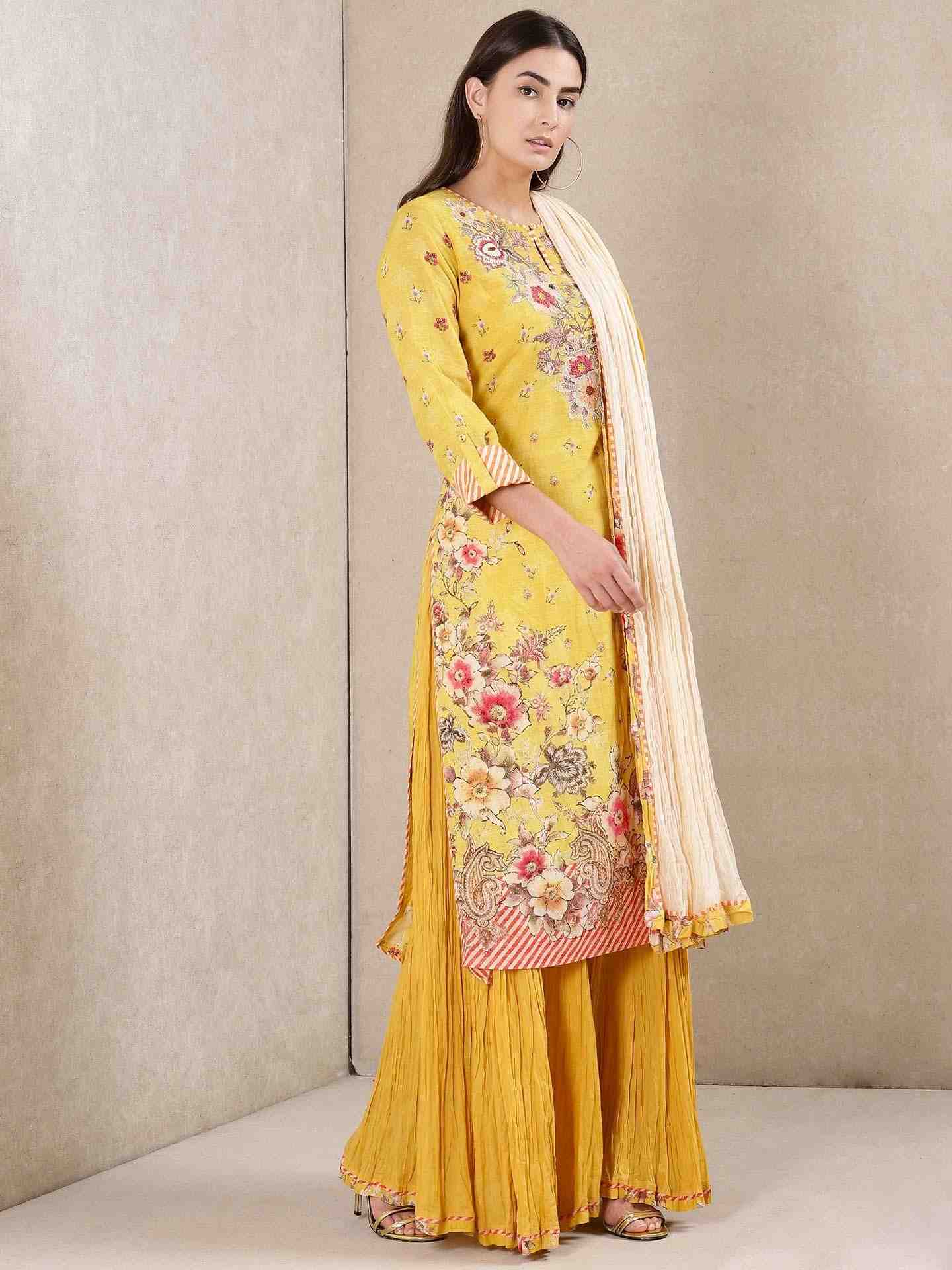 Yellow Vintage Bright Sharara Set