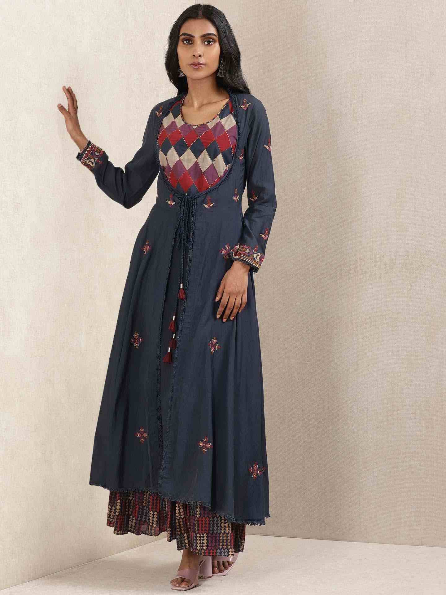 Blue Alvira Solid Kurta Set