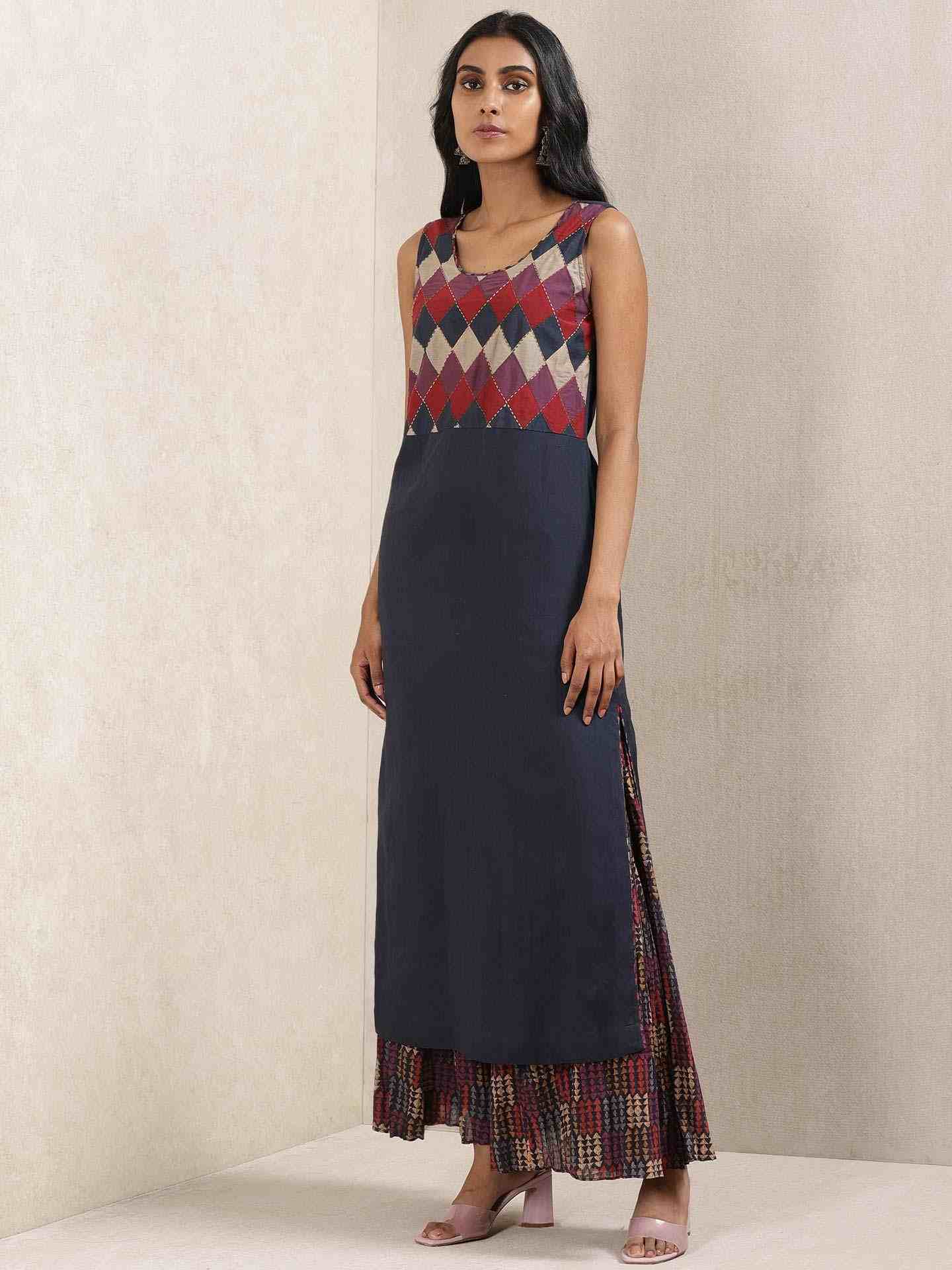 Blue Alvira Solid Kurta Set