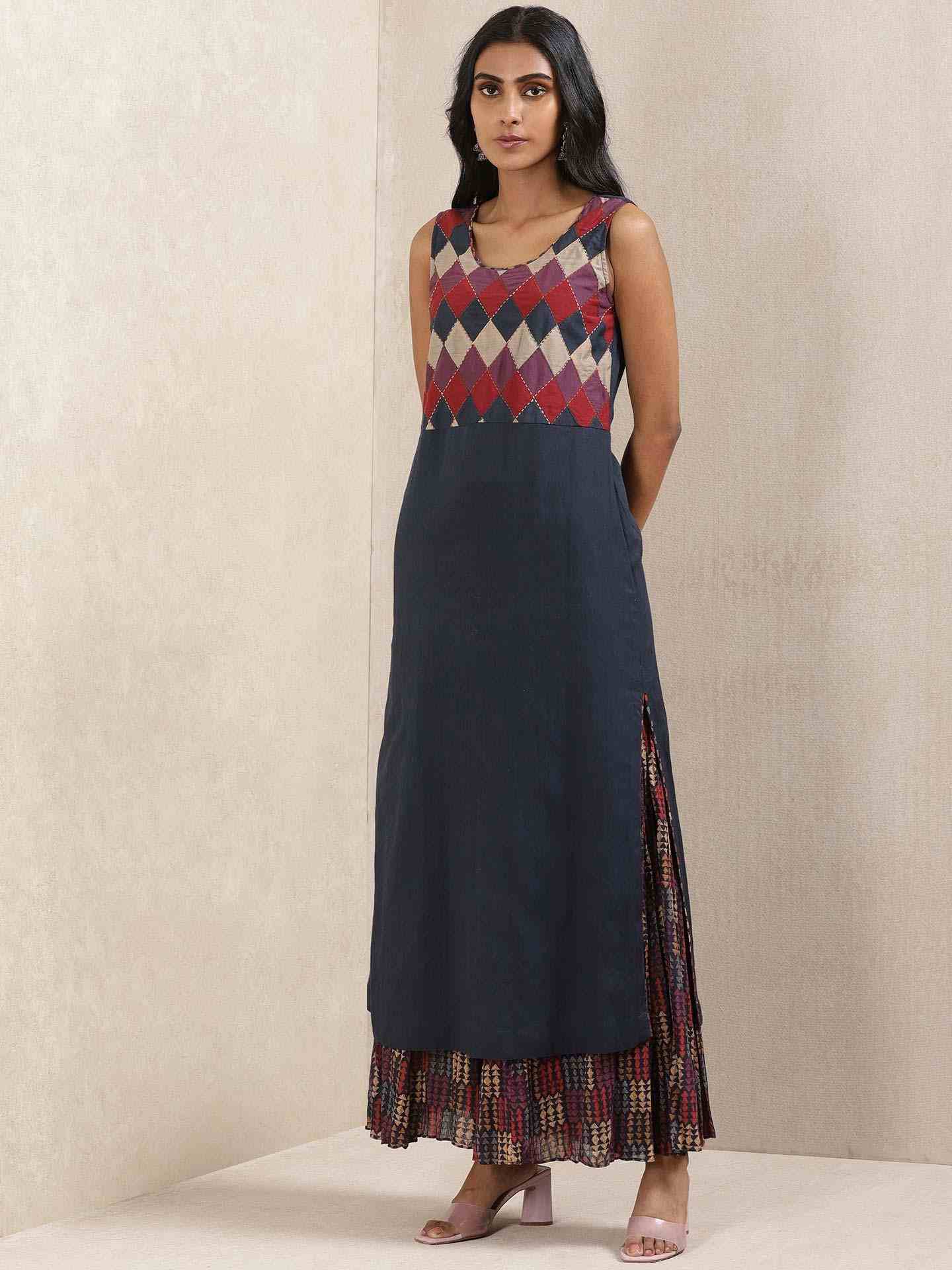 Blue Alvira Solid Kurta Set