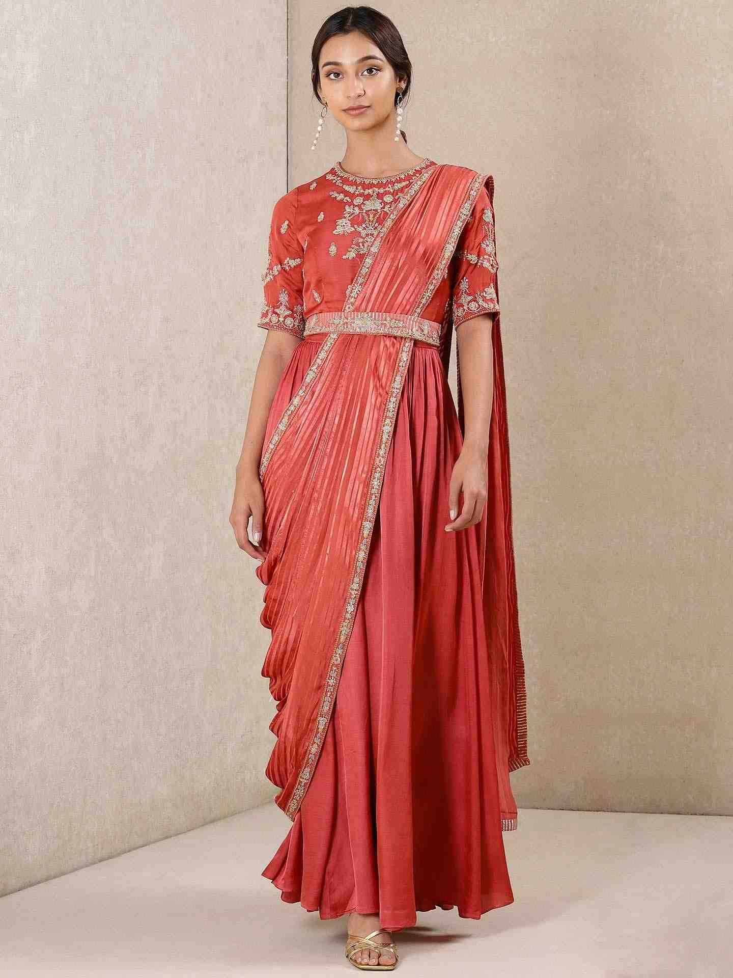 Coral Begum Saree