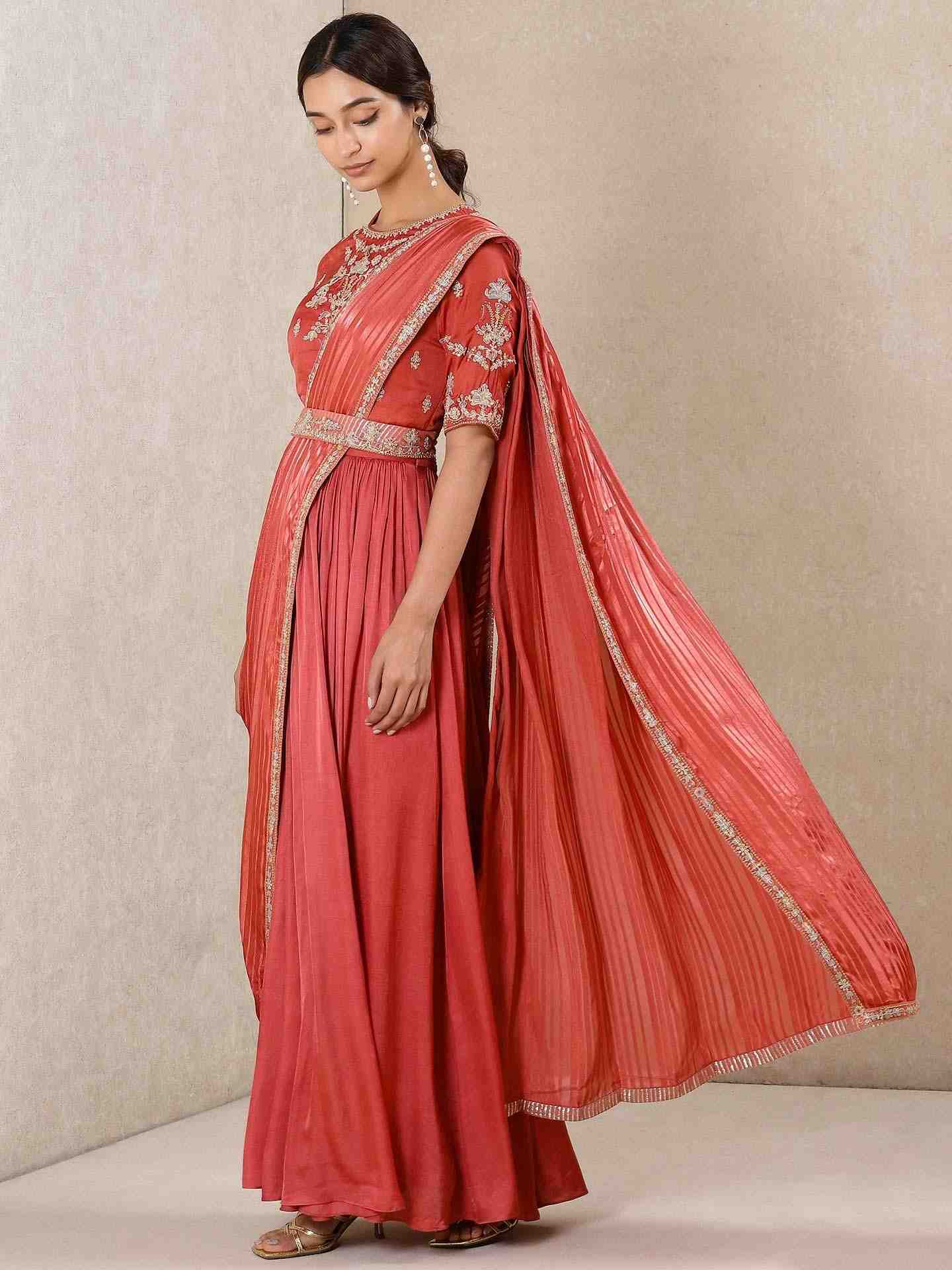 Coral Begum Saree