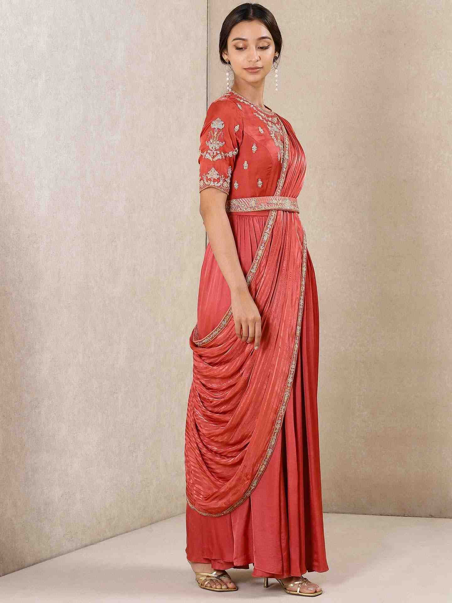 Coral Begum Saree