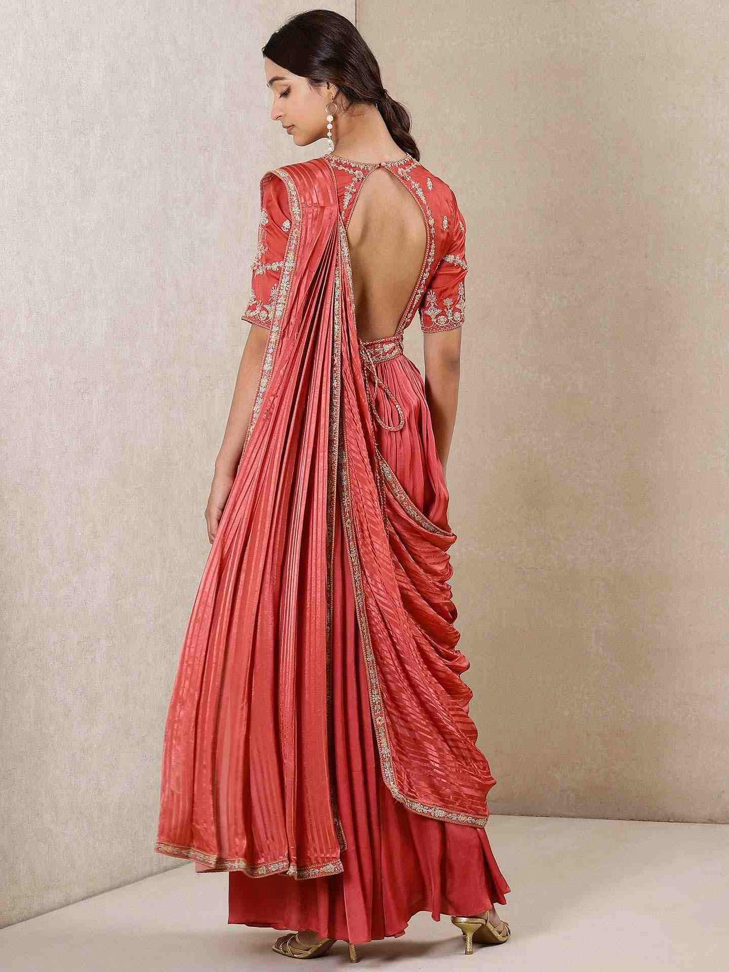Coral Begum Saree