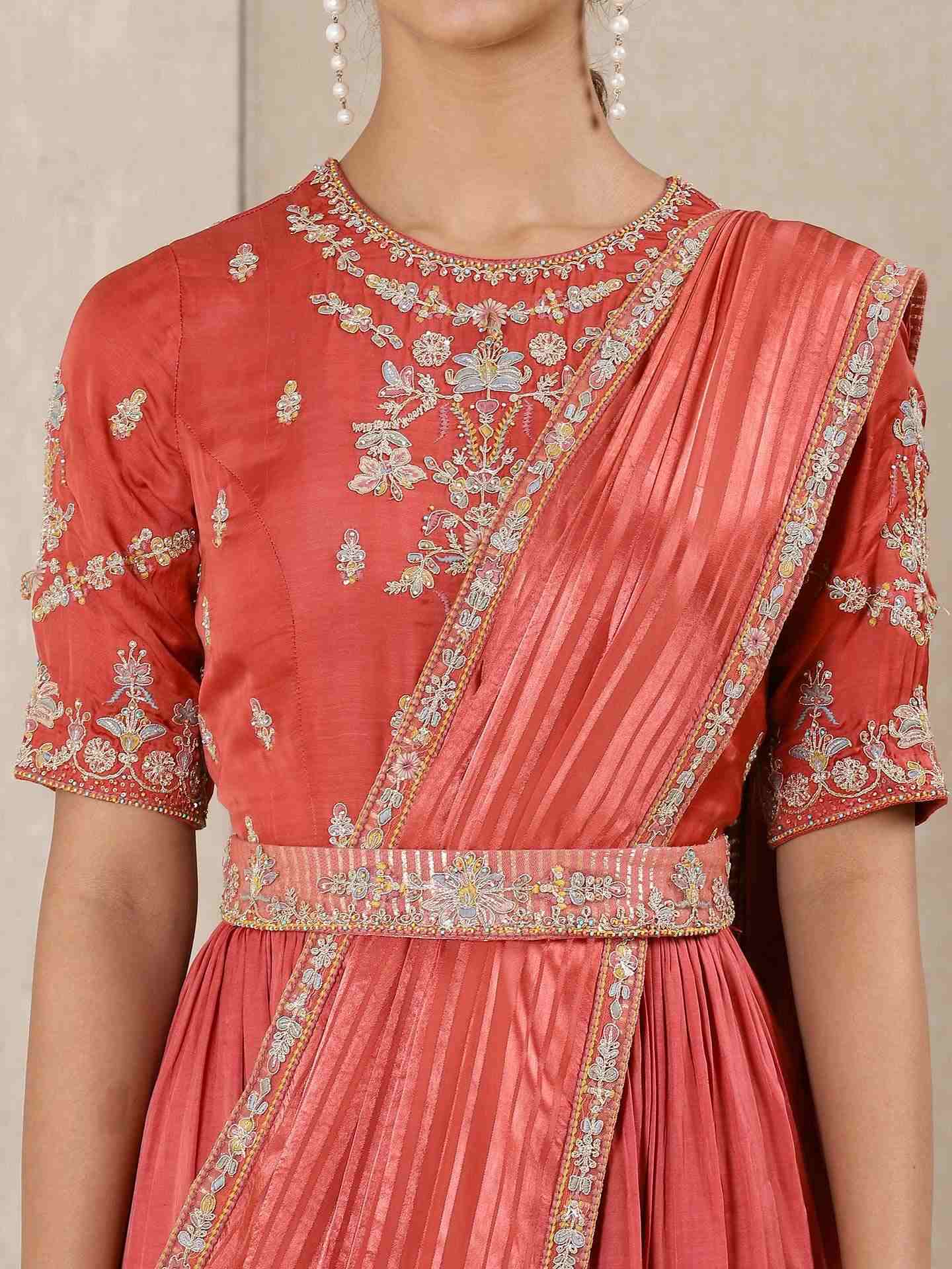 Coral Begum Saree
