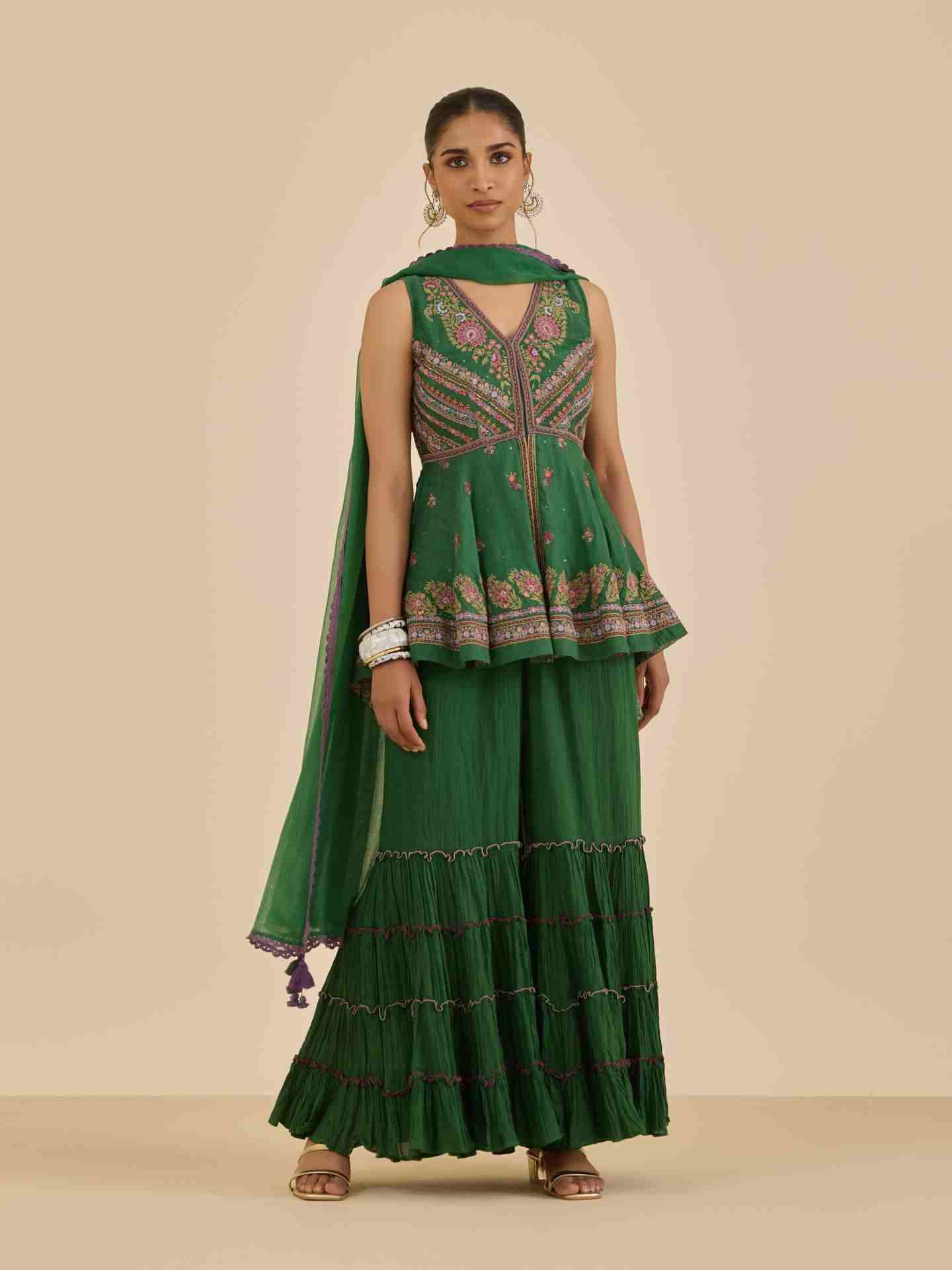 Green Kimiko Solid  Suit Set