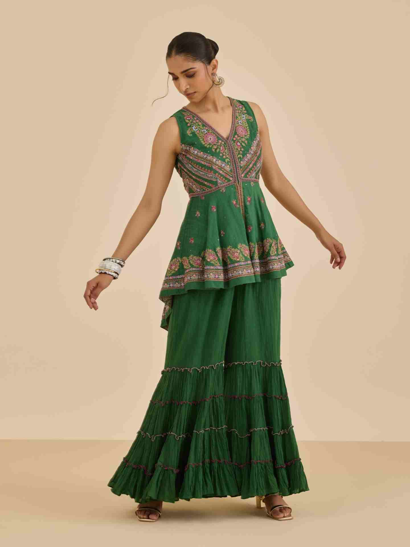 Green Kimiko Solid  Suit Set
