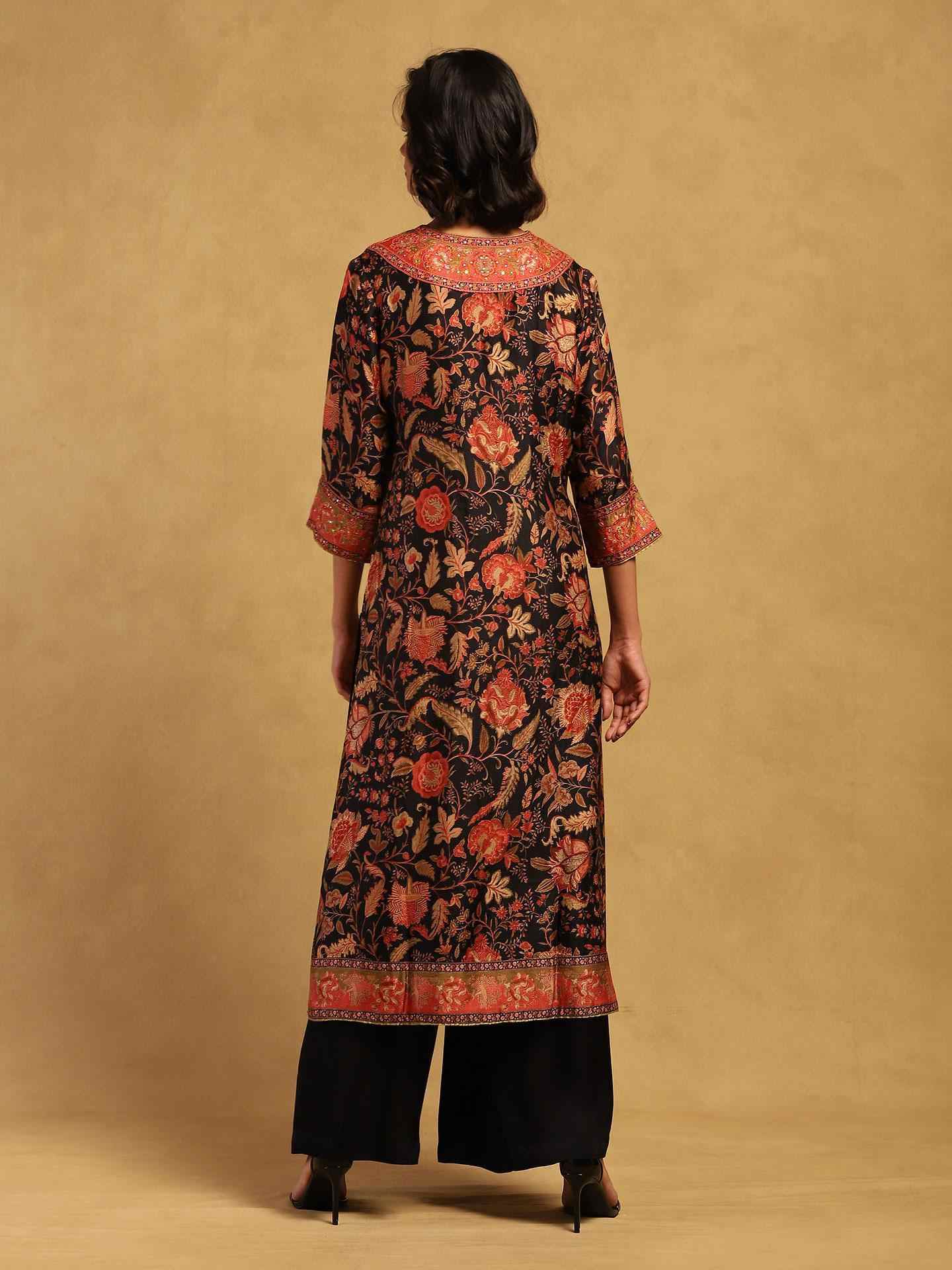 Black & Multi Tree Of Life Suit Set