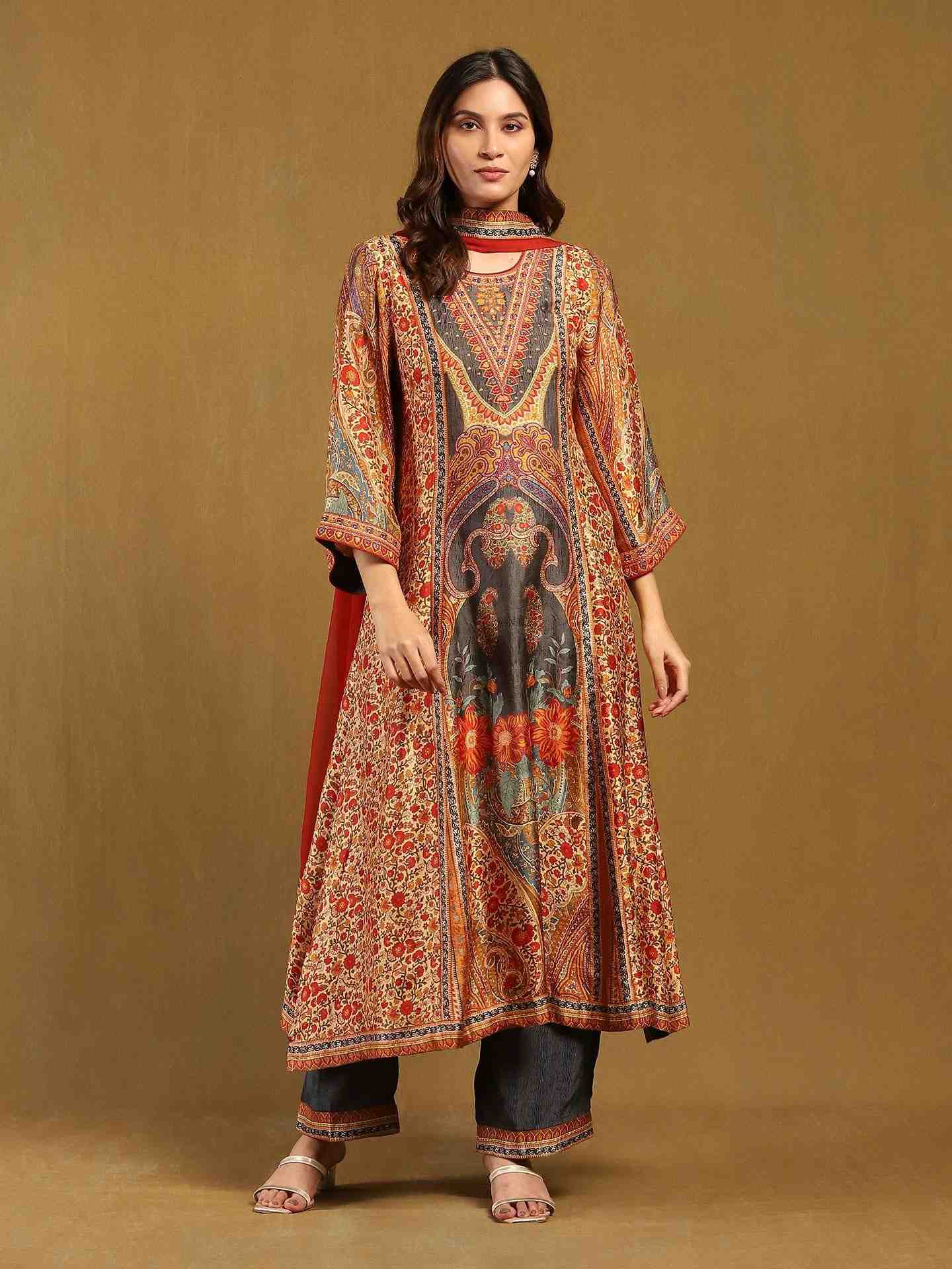 Rust & Multi Pitchpatch Suit Set