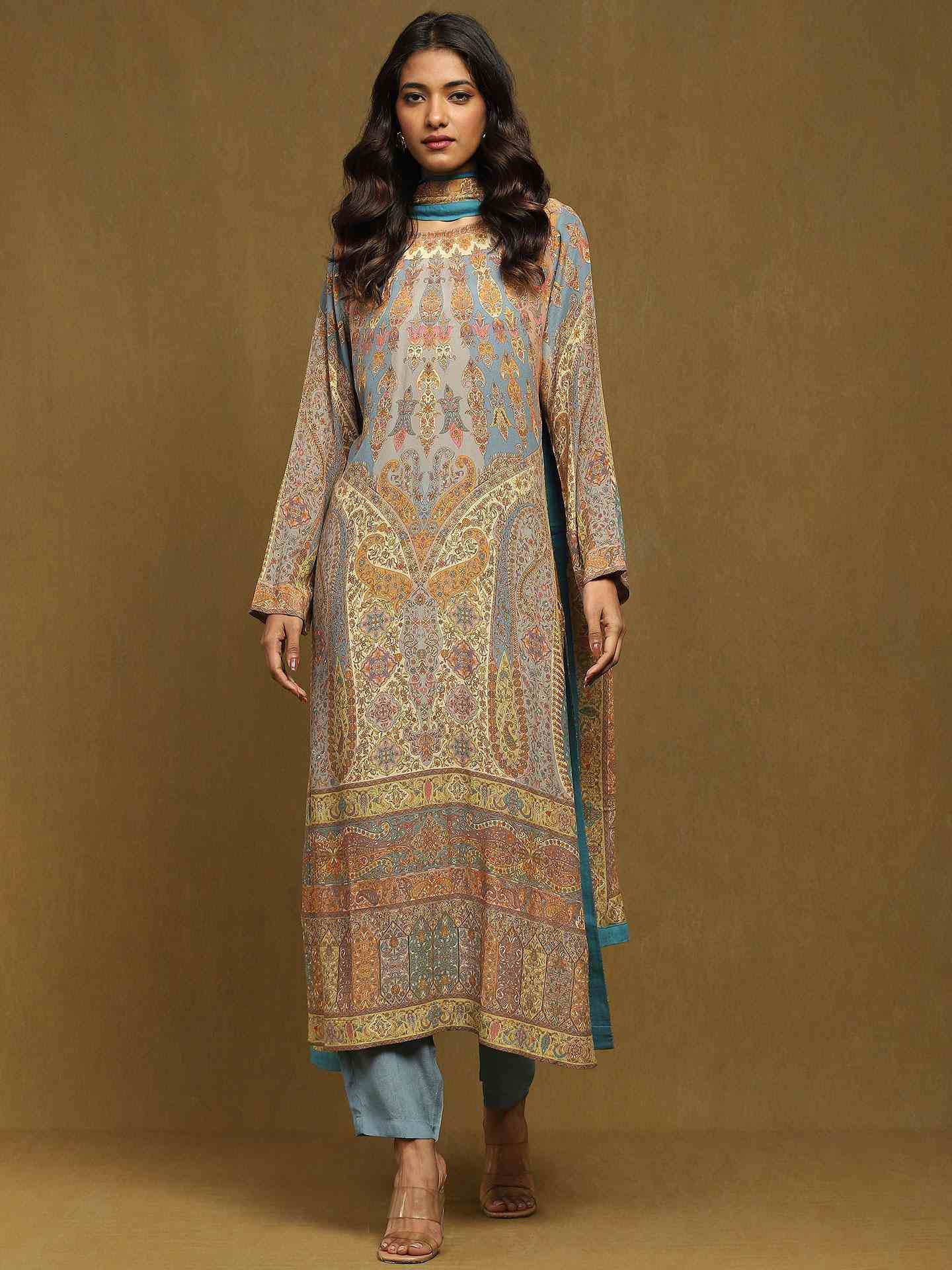 Blue & Multi Jaisalmer Suit Set