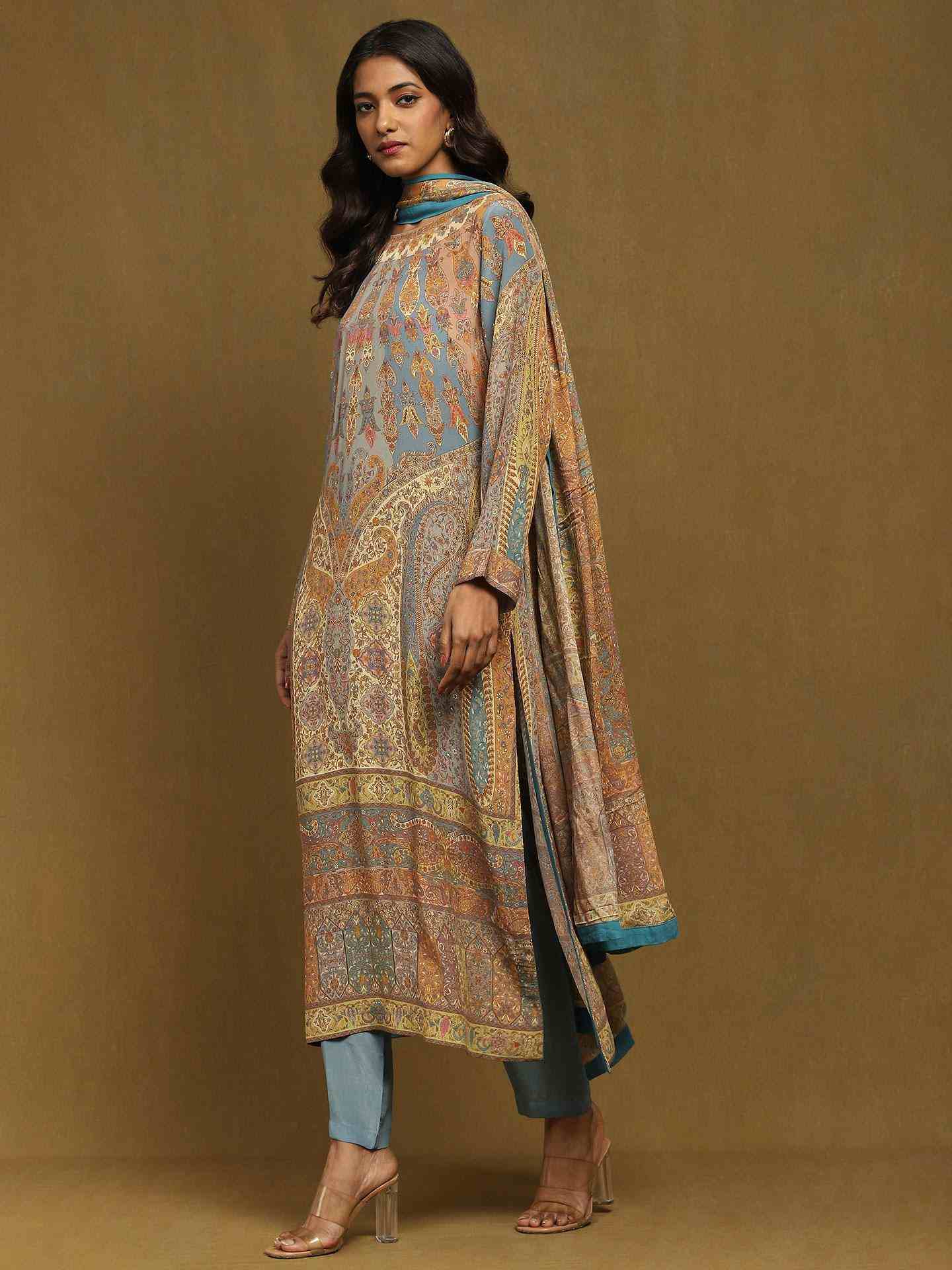 Blue & Multi Jaisalmer Suit Set