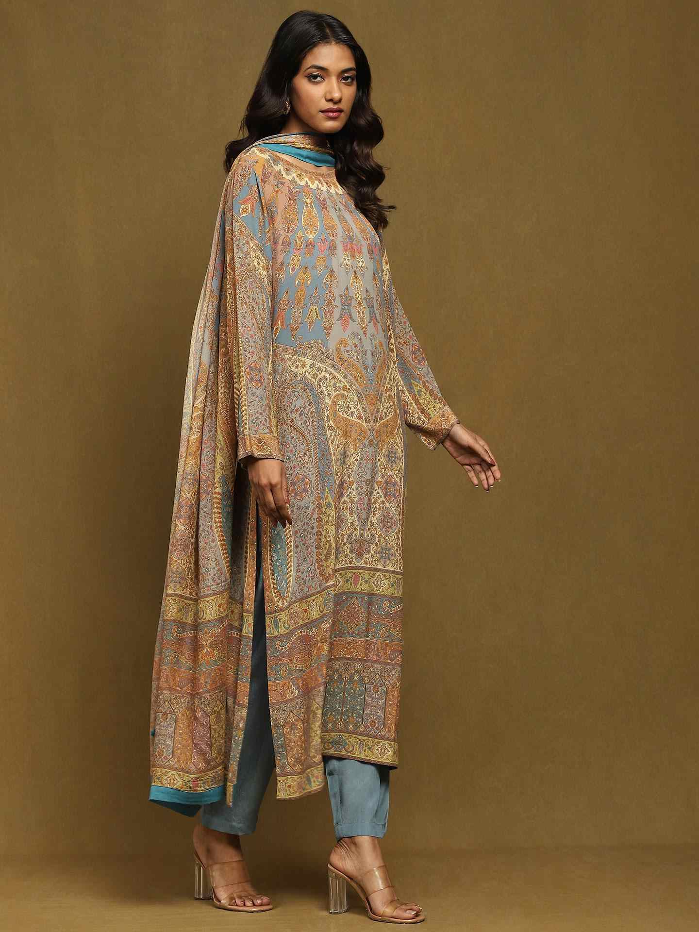 Blue & Multi Jaisalmer Suit Set