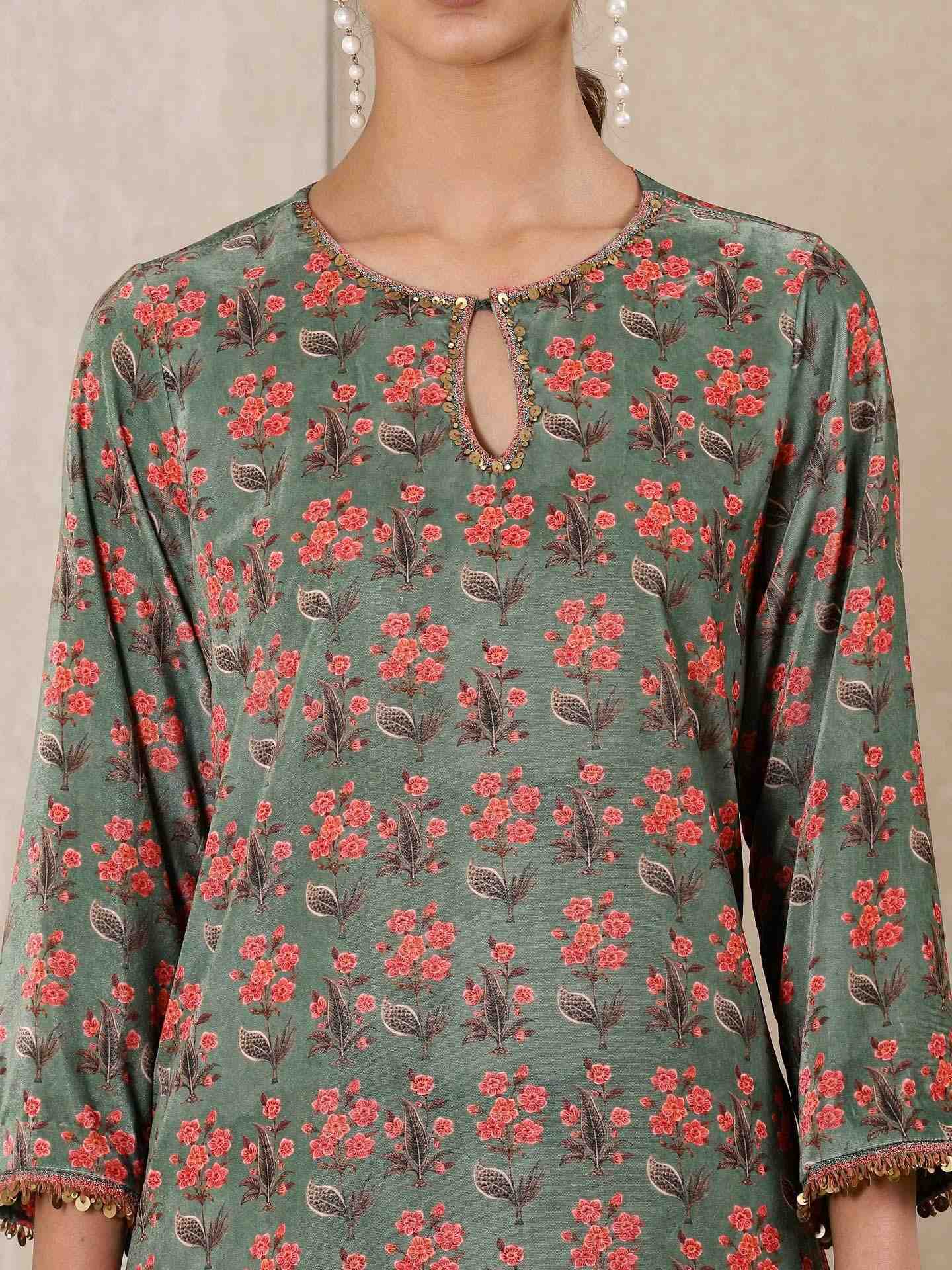 Green Ayana Velvet Sharara Set