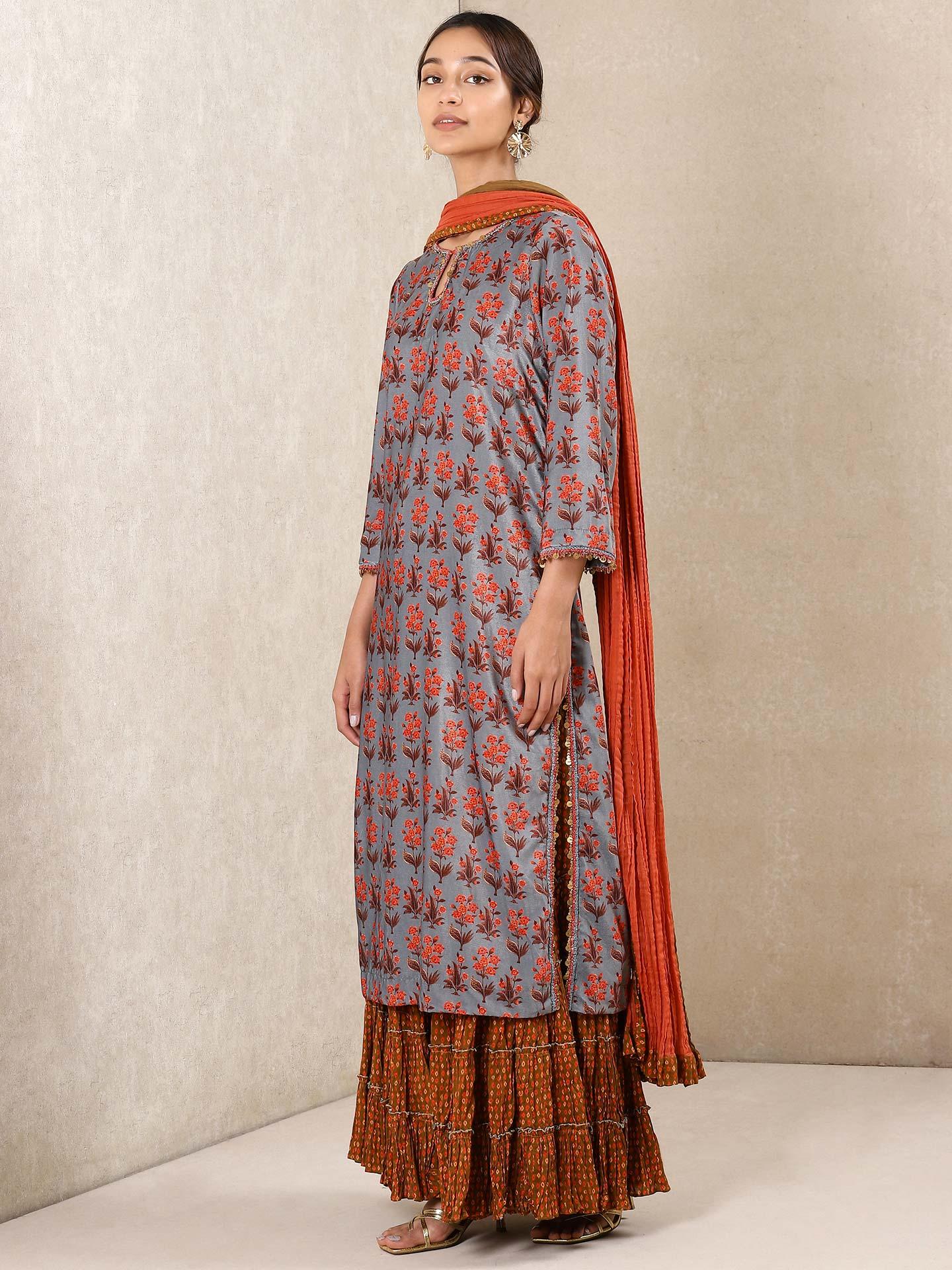 Grey Ayana Velvet Sharara Set