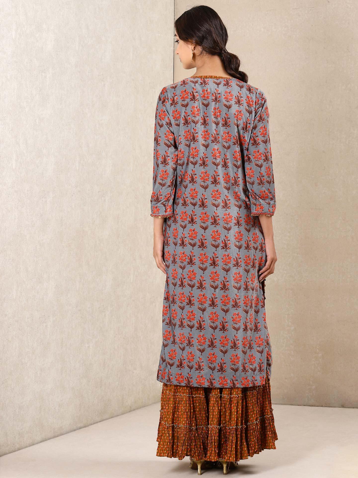 Grey Ayana Velvet Sharara Set