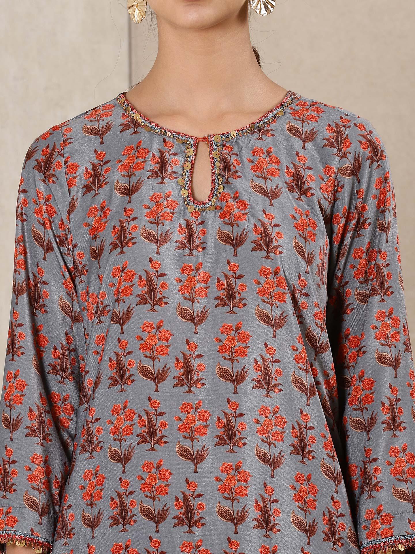 Grey Ayana Velvet Sharara Set