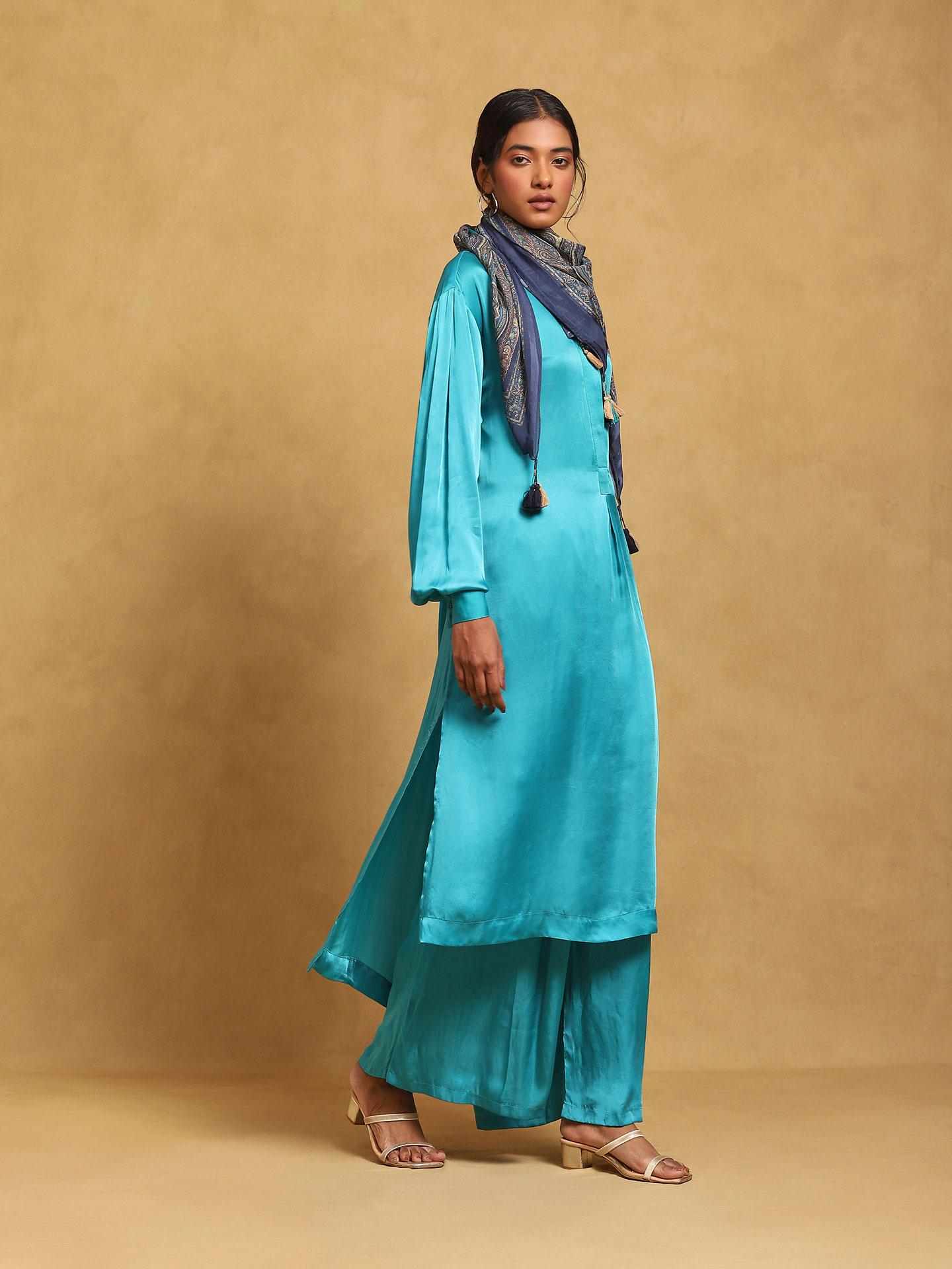 Blue Rubix Solid Suit Set