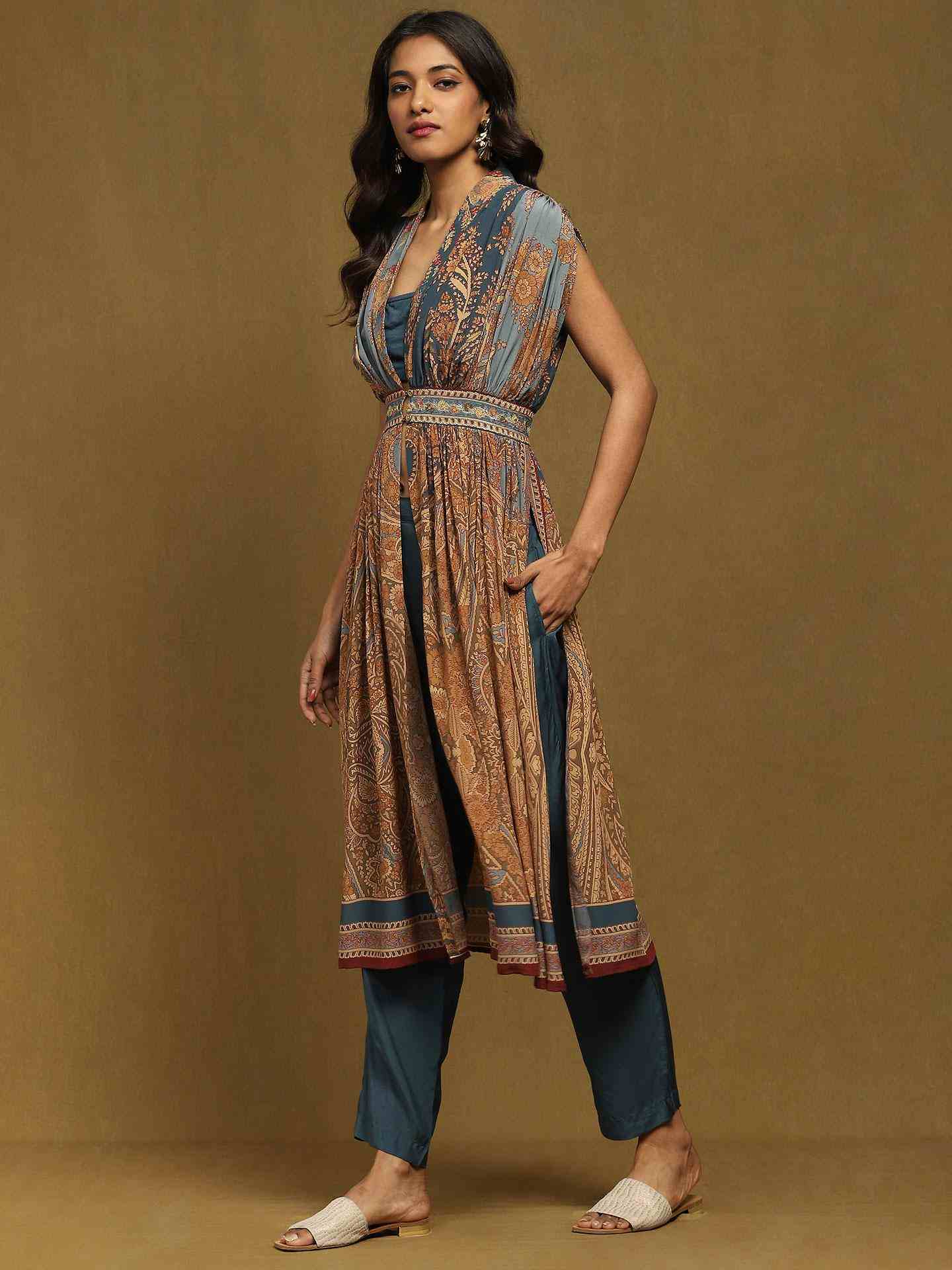 Blue & Multi Chakori Co-Ord Set