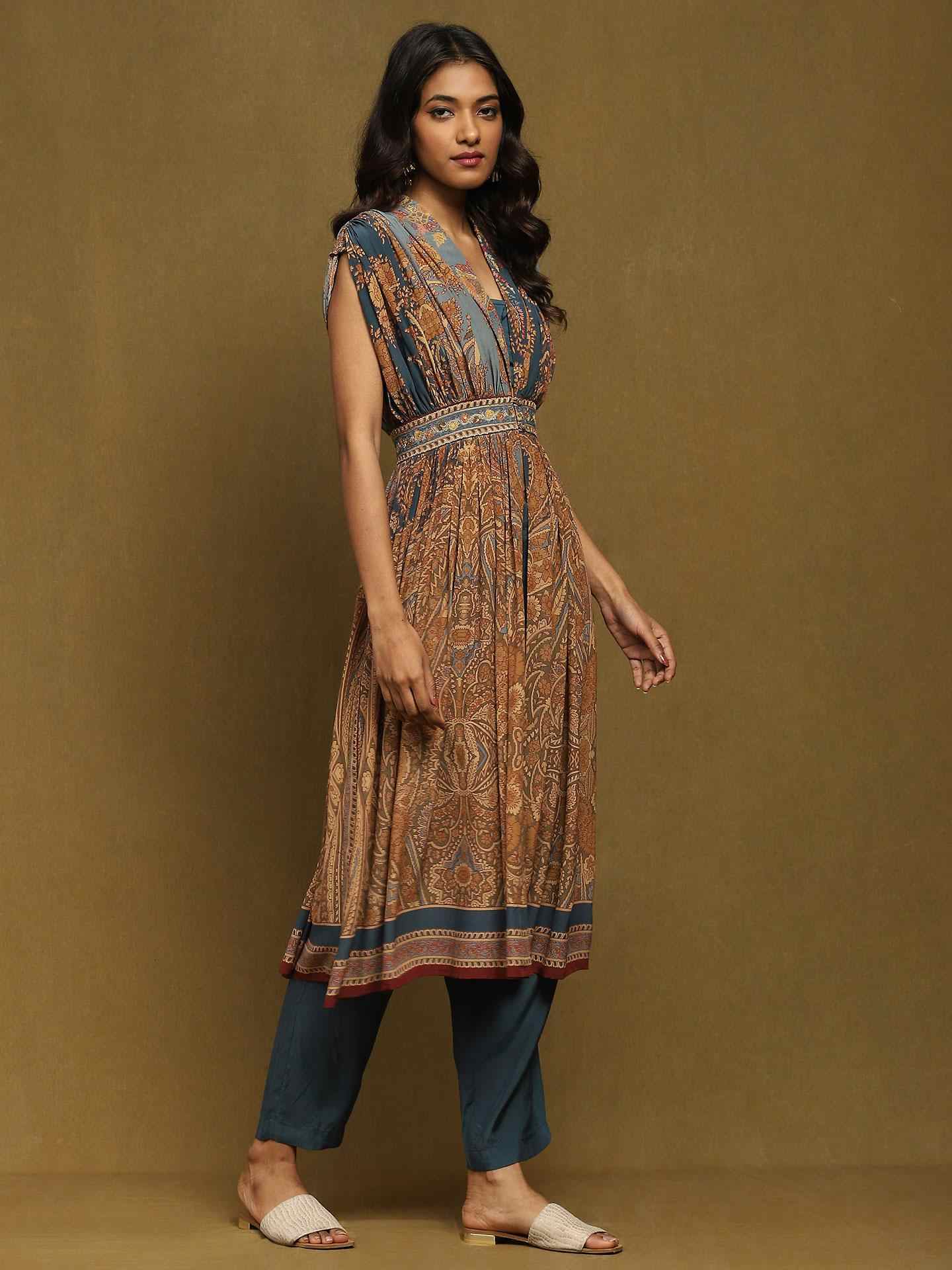 Blue & Multi Chakori Co-Ord Set