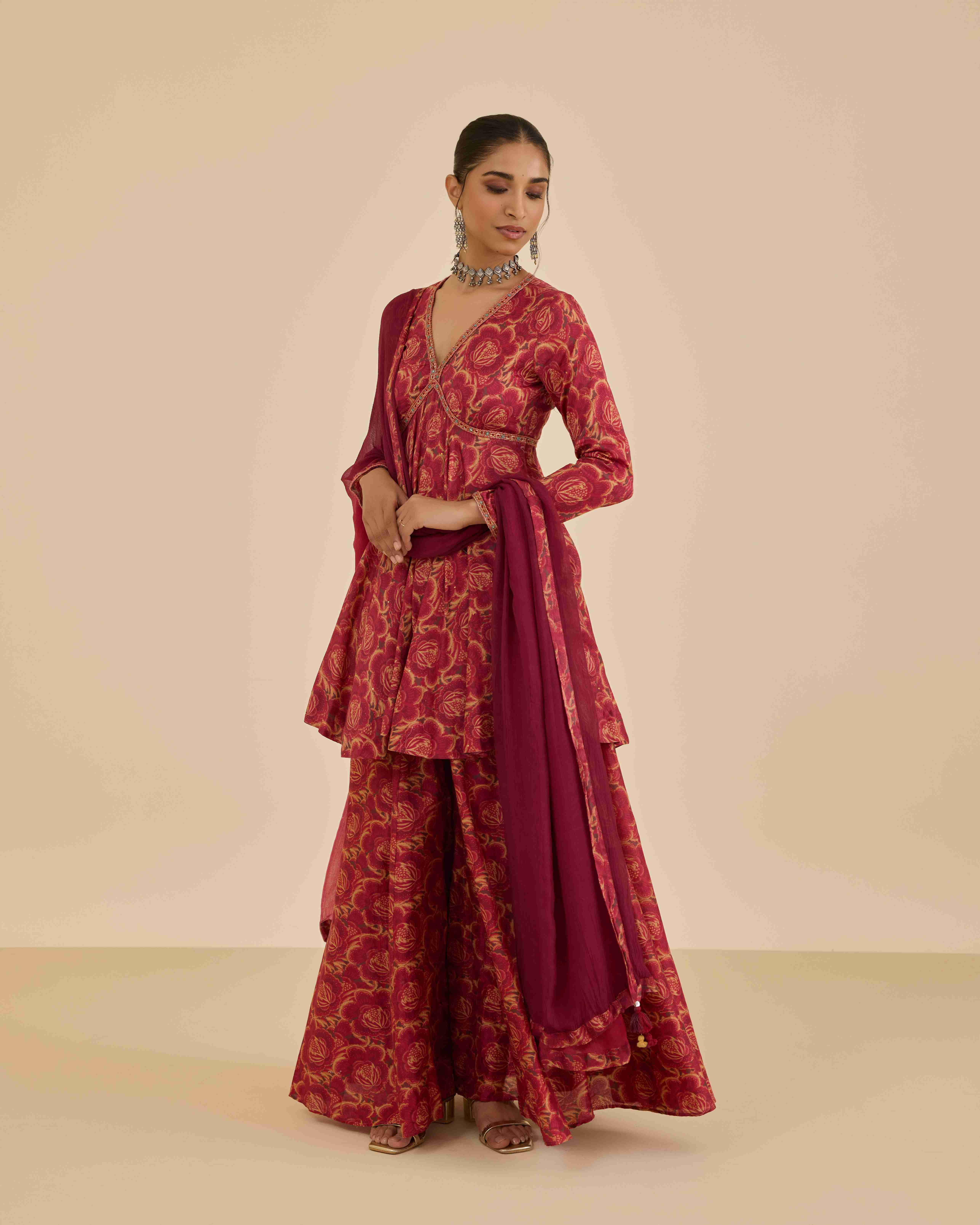Rust Aura Allover  Suit Set