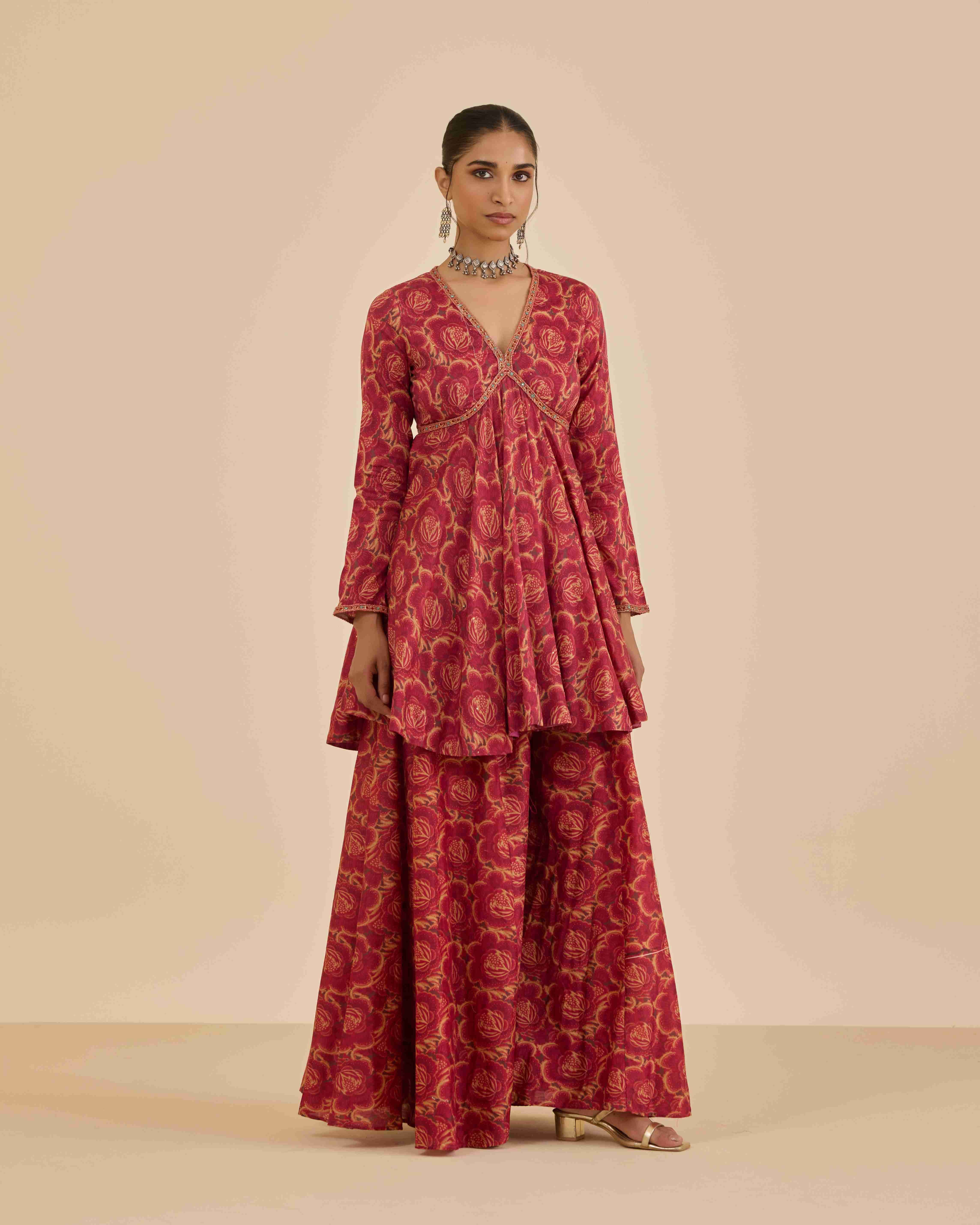 Rust Aura Allover  Suit Set