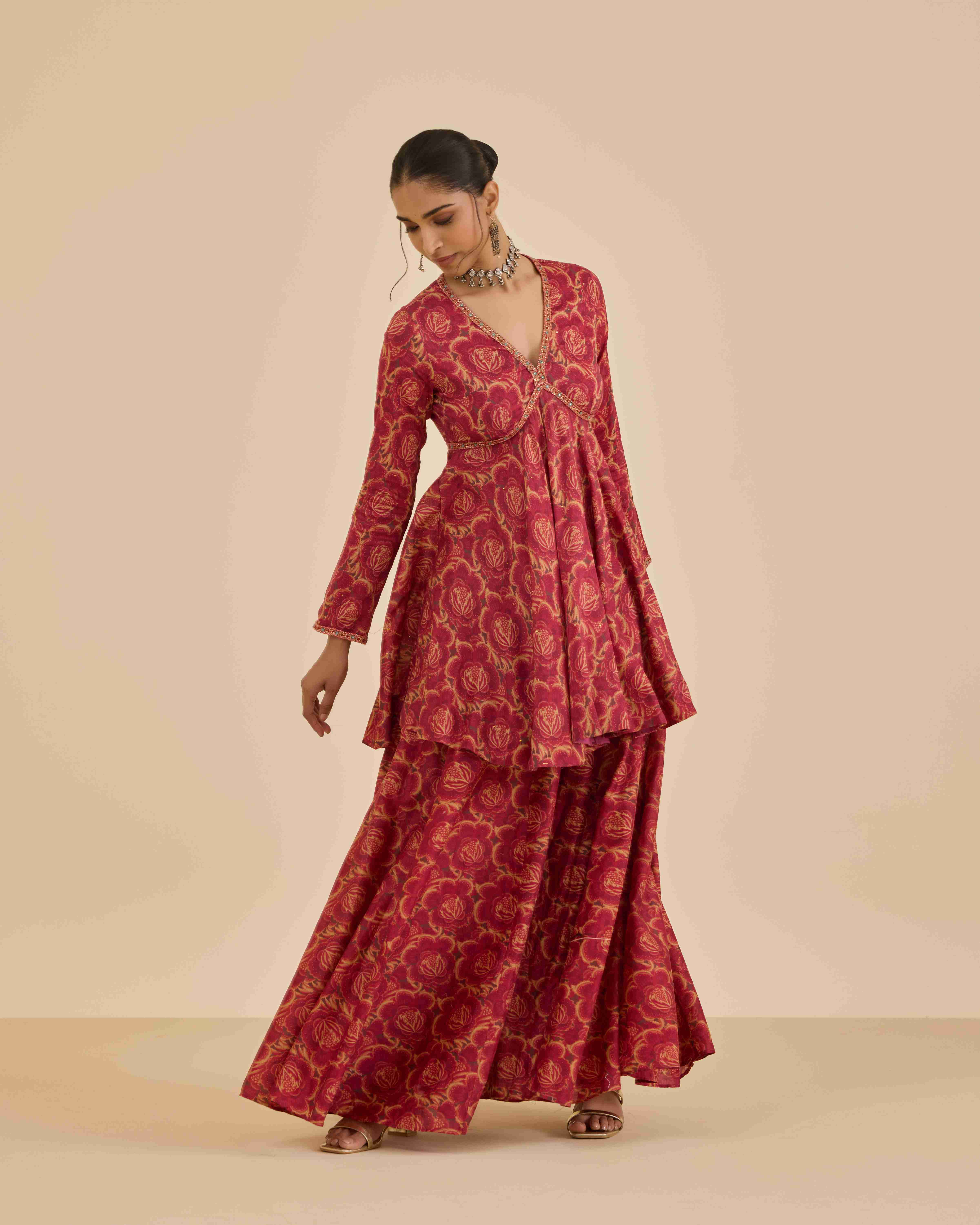 Rust Aura Allover  Suit Set
