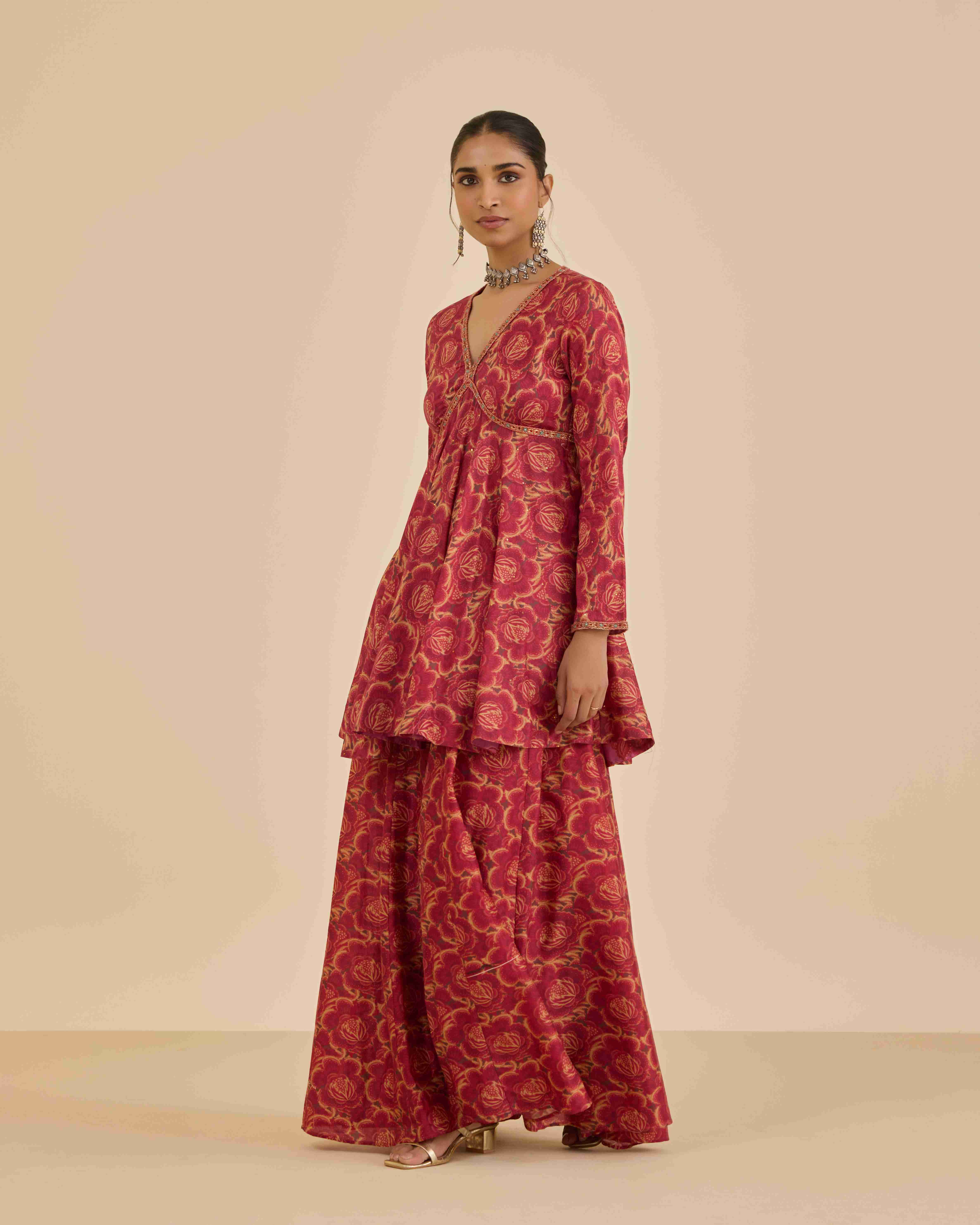 Rust Aura Allover  Suit Set