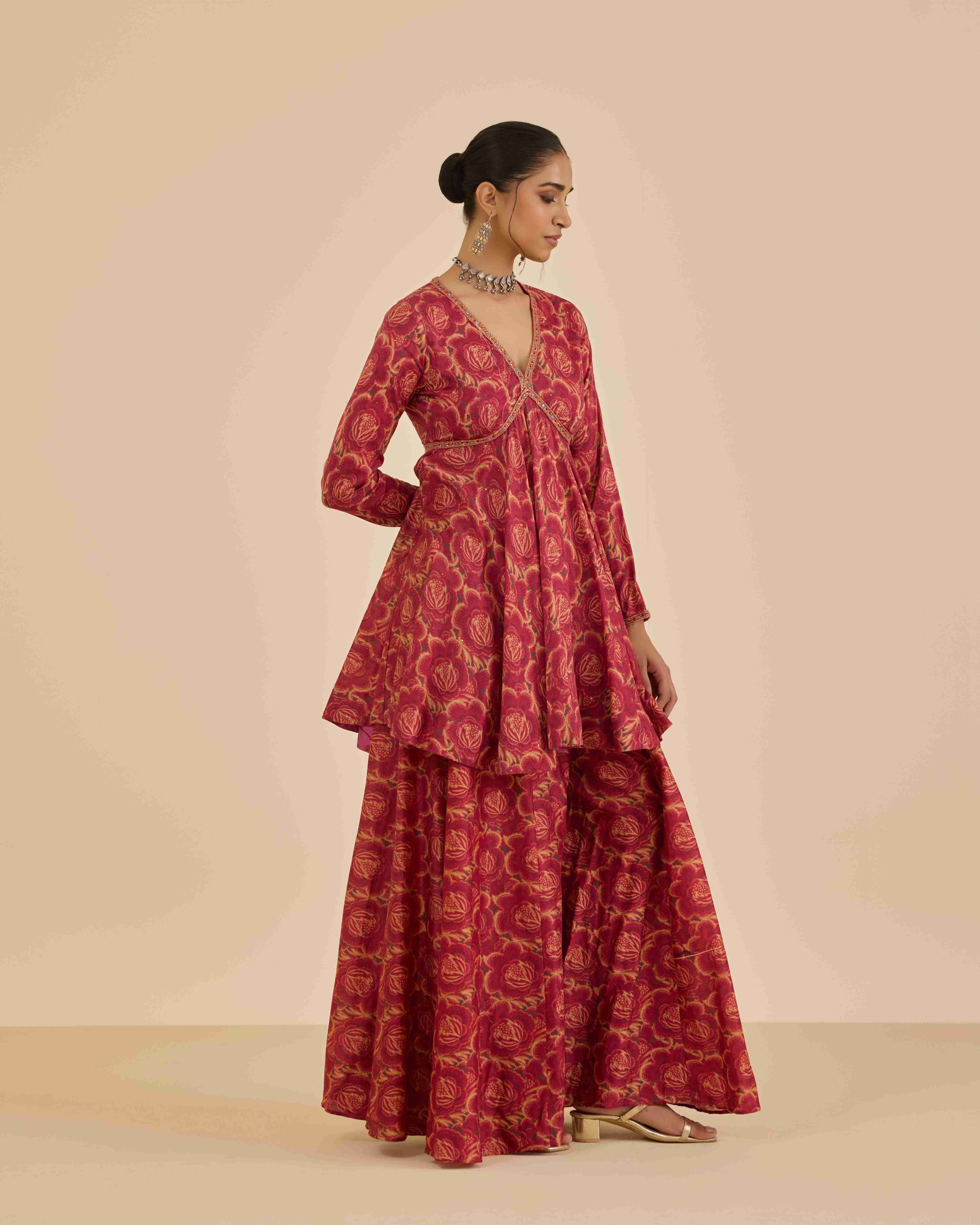 Rust Aura Allover  Suit Set