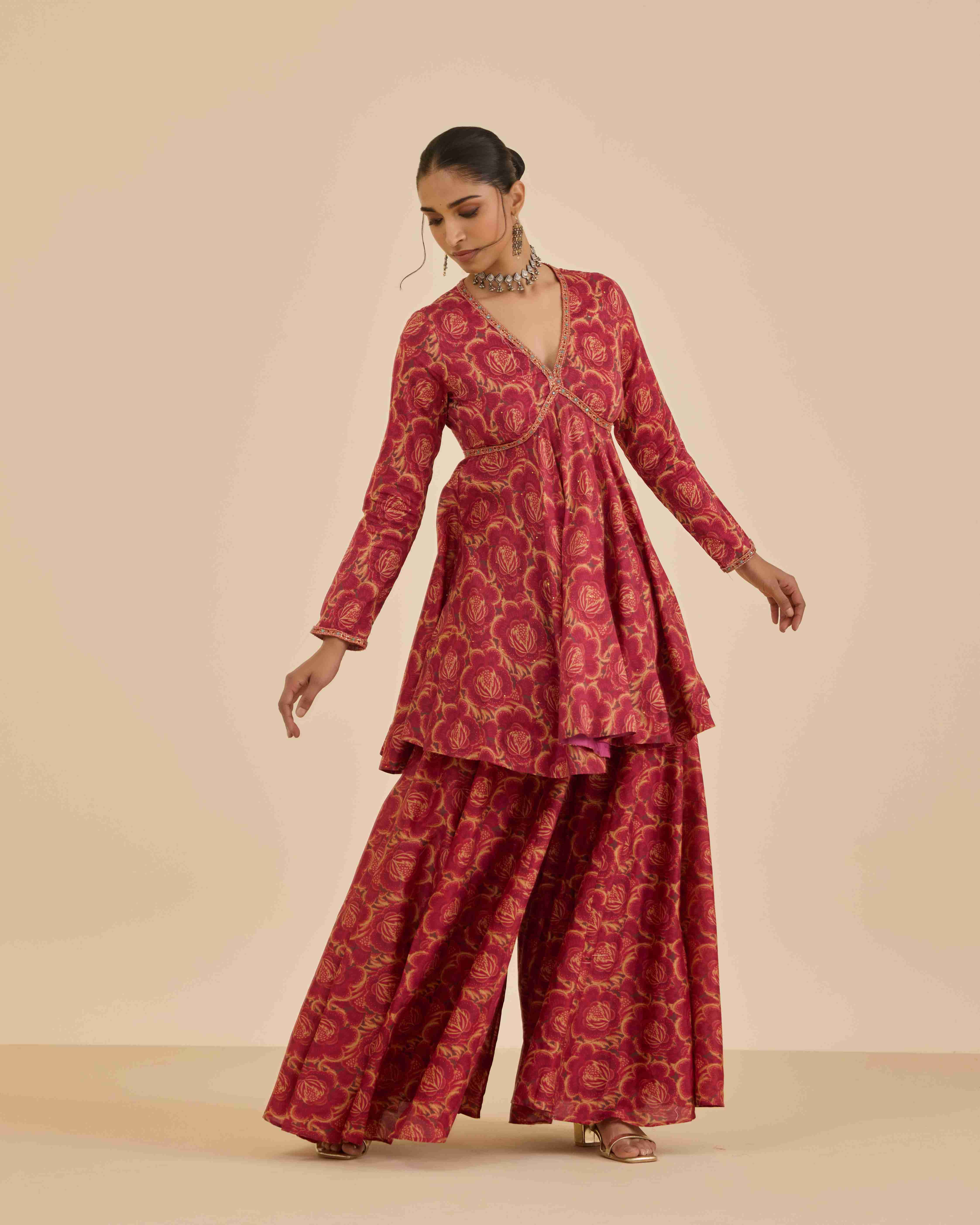 Rust Aura Allover  Suit Set