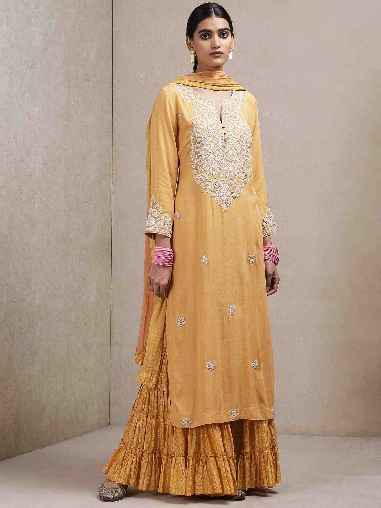 Yellow Dor Sharara Set
