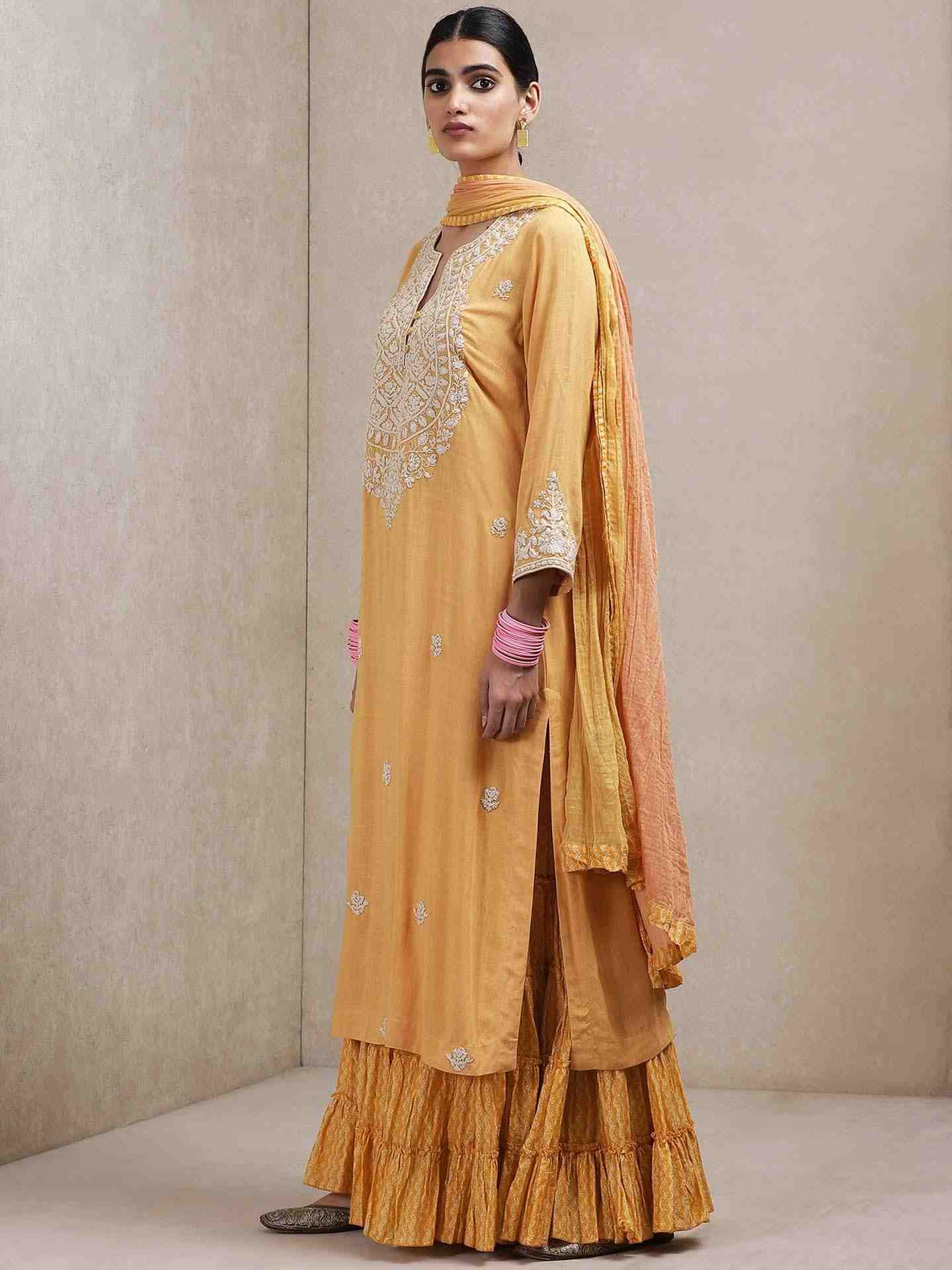 Yellow Dor Sharara Set