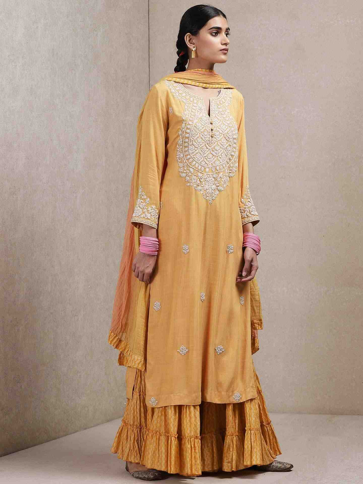 Yellow Dor Sharara Set