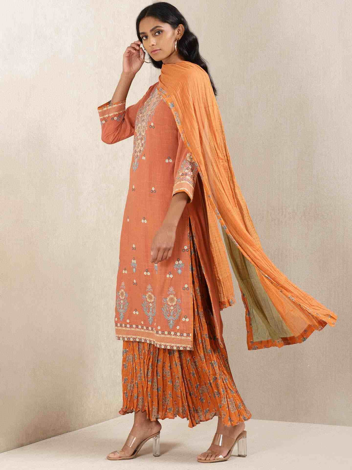 Rust Meriyum Solid Sharara Set