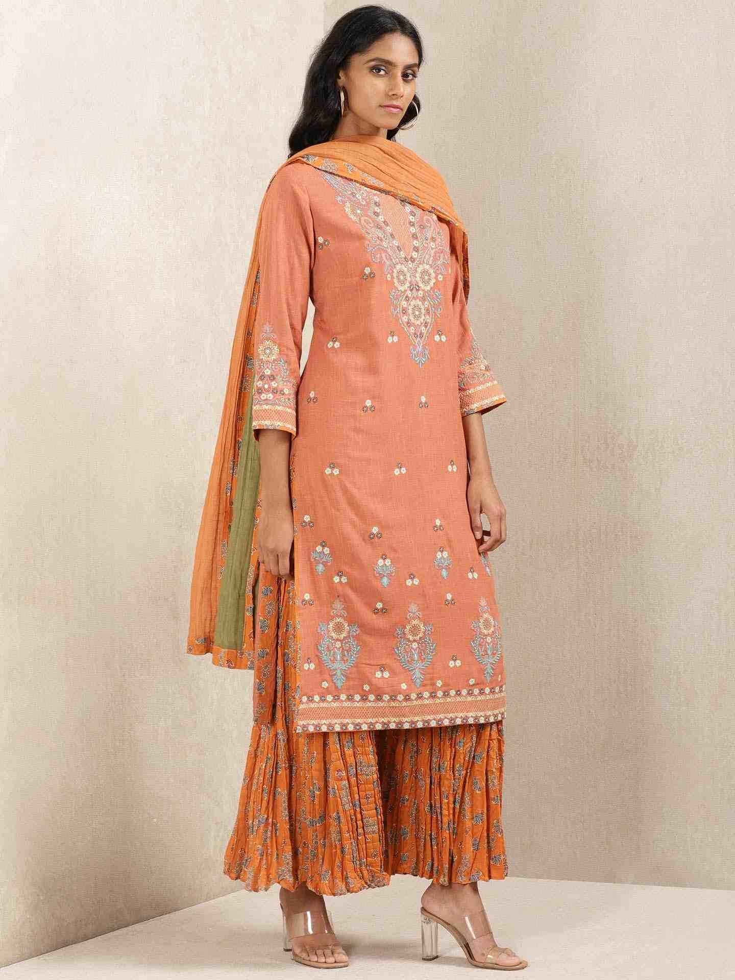 Rust Meriyum Solid Sharara Set