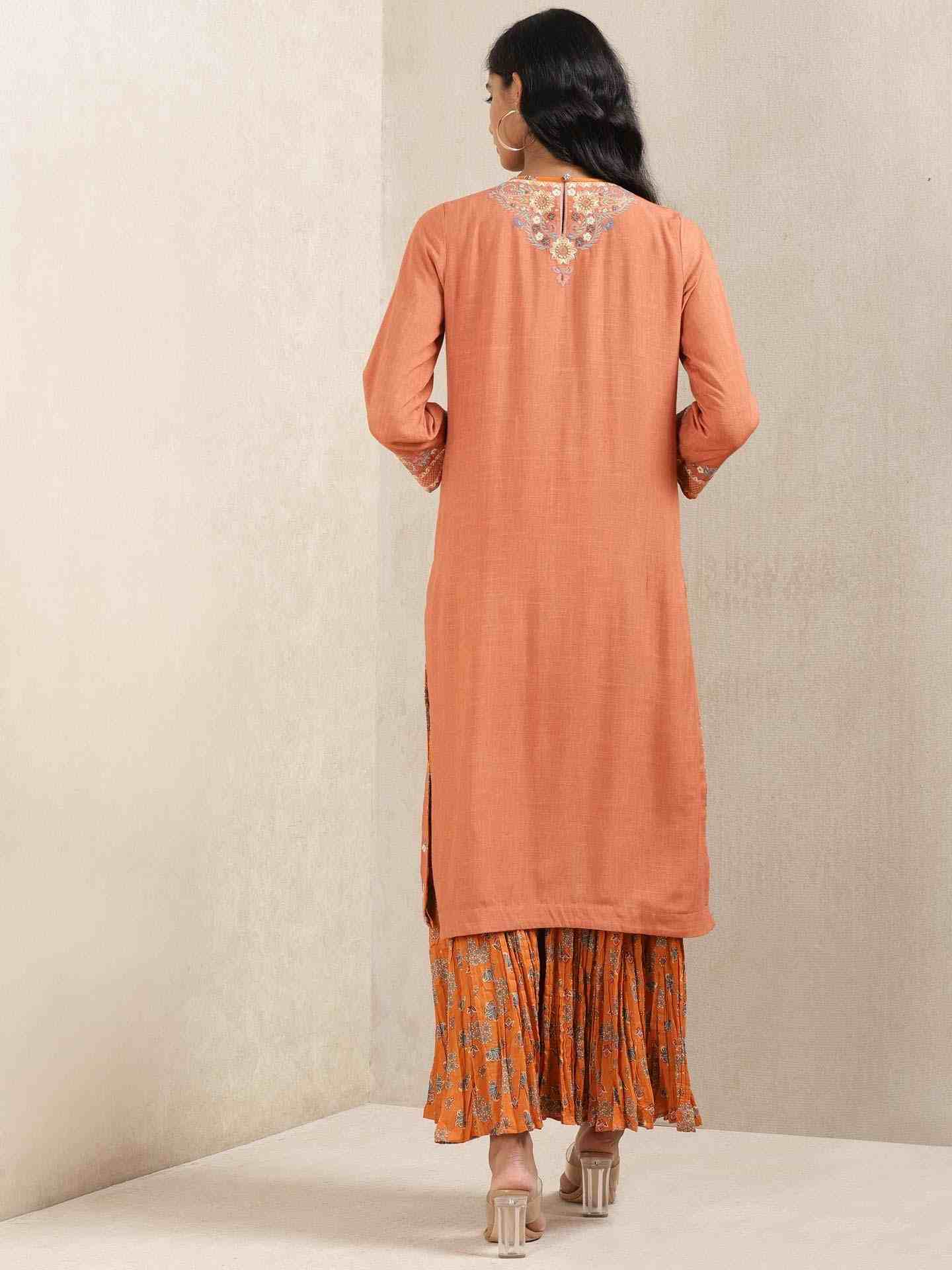 Rust Meriyum Solid Sharara Set