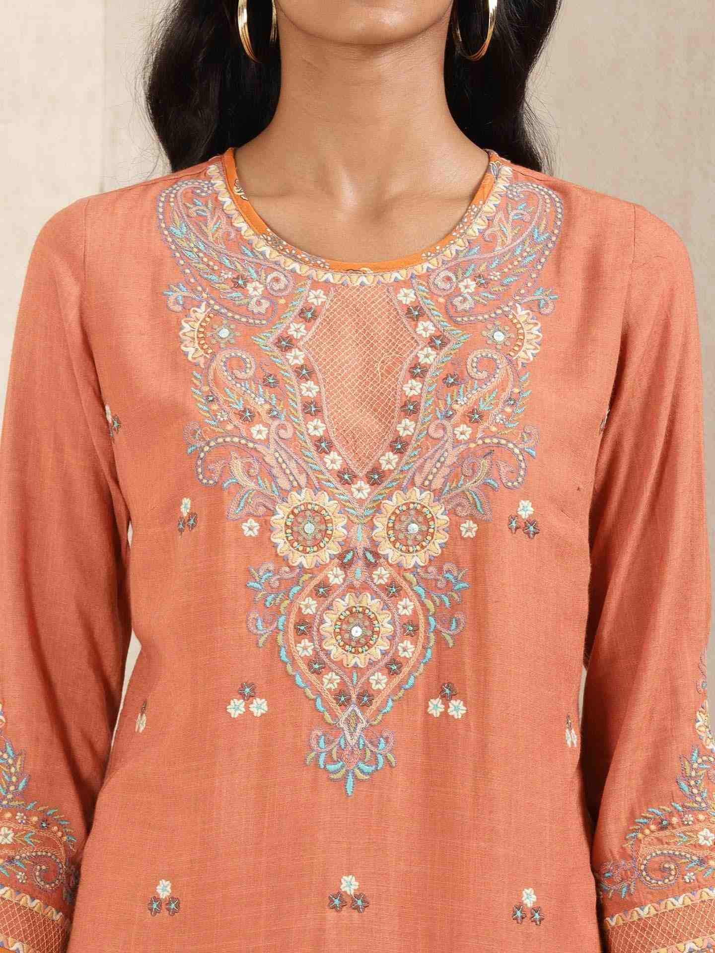 Rust Meriyum Solid Sharara Set